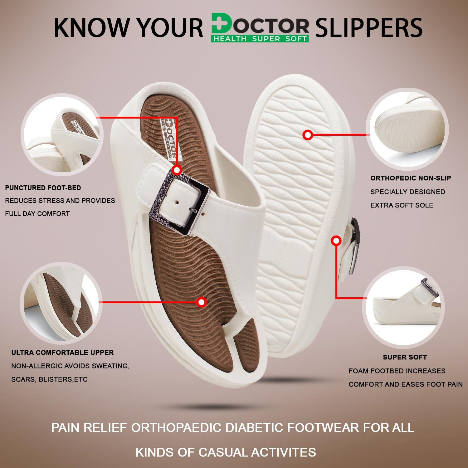 Doctor Health Super Soft Women's Buckle Toe-Ring Sandals - Image 24