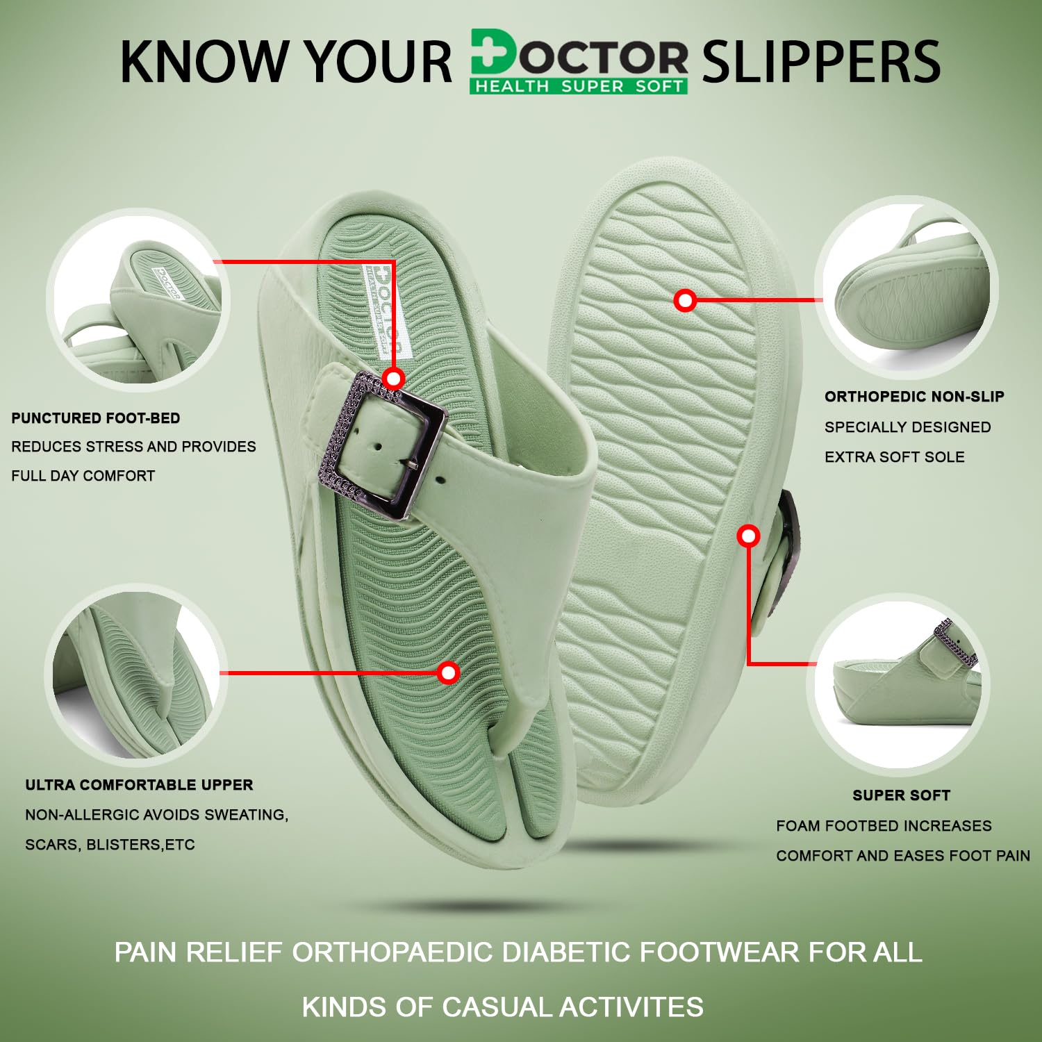 Doctor Health Super Soft Women's Buckle Toe-Ring Sandals - Image 32