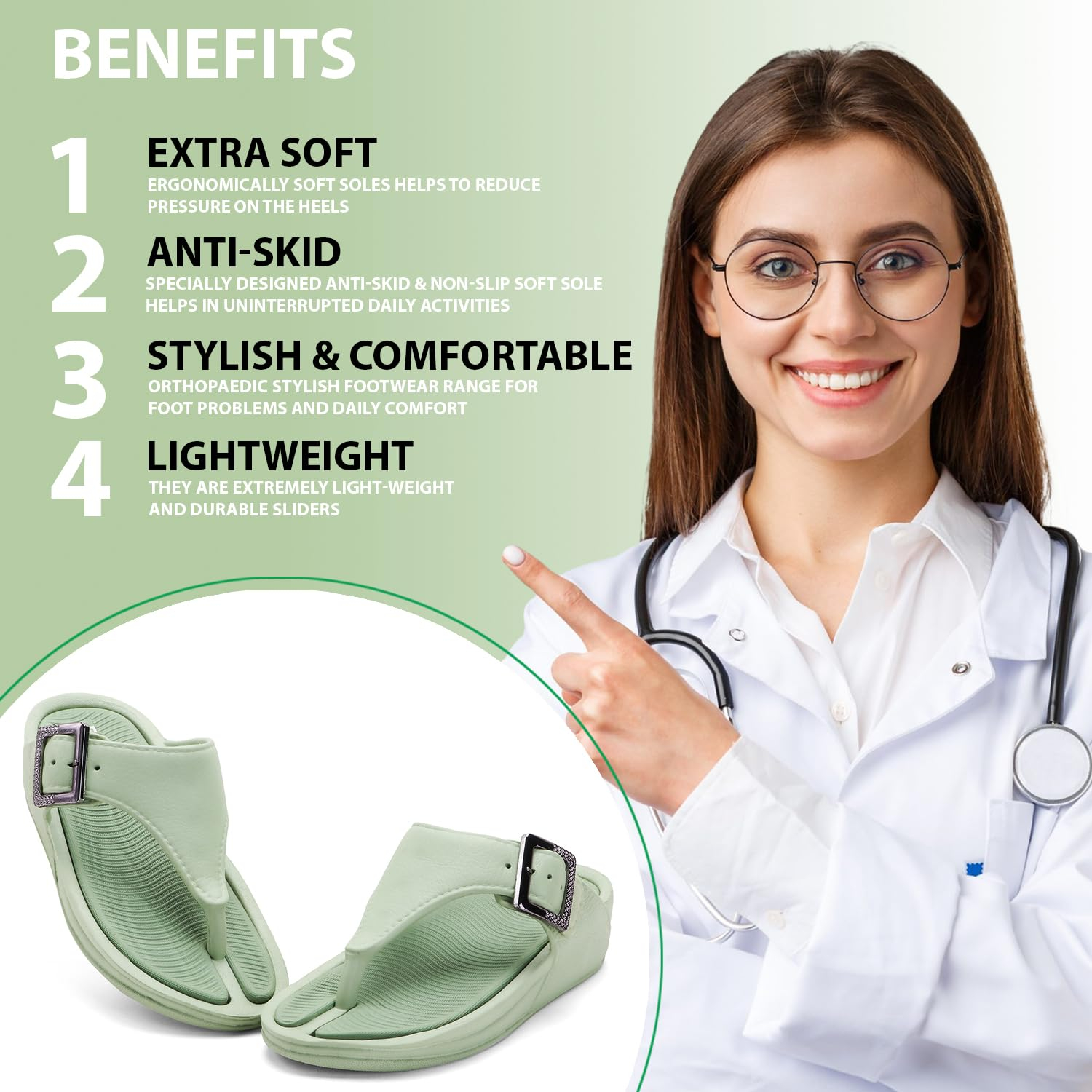 Doctor Health Super Soft Women's Buckle Toe-Ring Sandals - Image 33