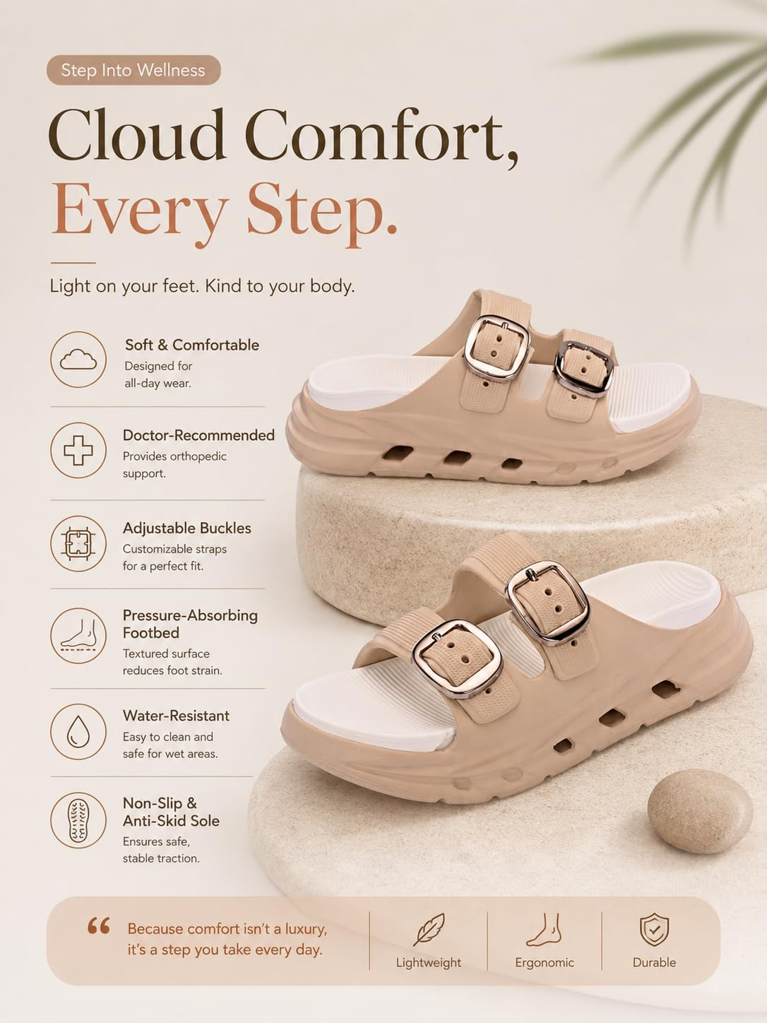 Doctor Health Super Soft Women's Double-Buckle Platform Sandals - Image 7