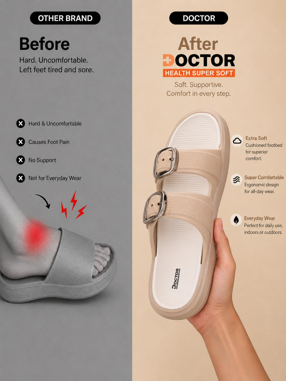 Doctor Health Super Soft Women's Double-Buckle Platform Sandals - Image 8