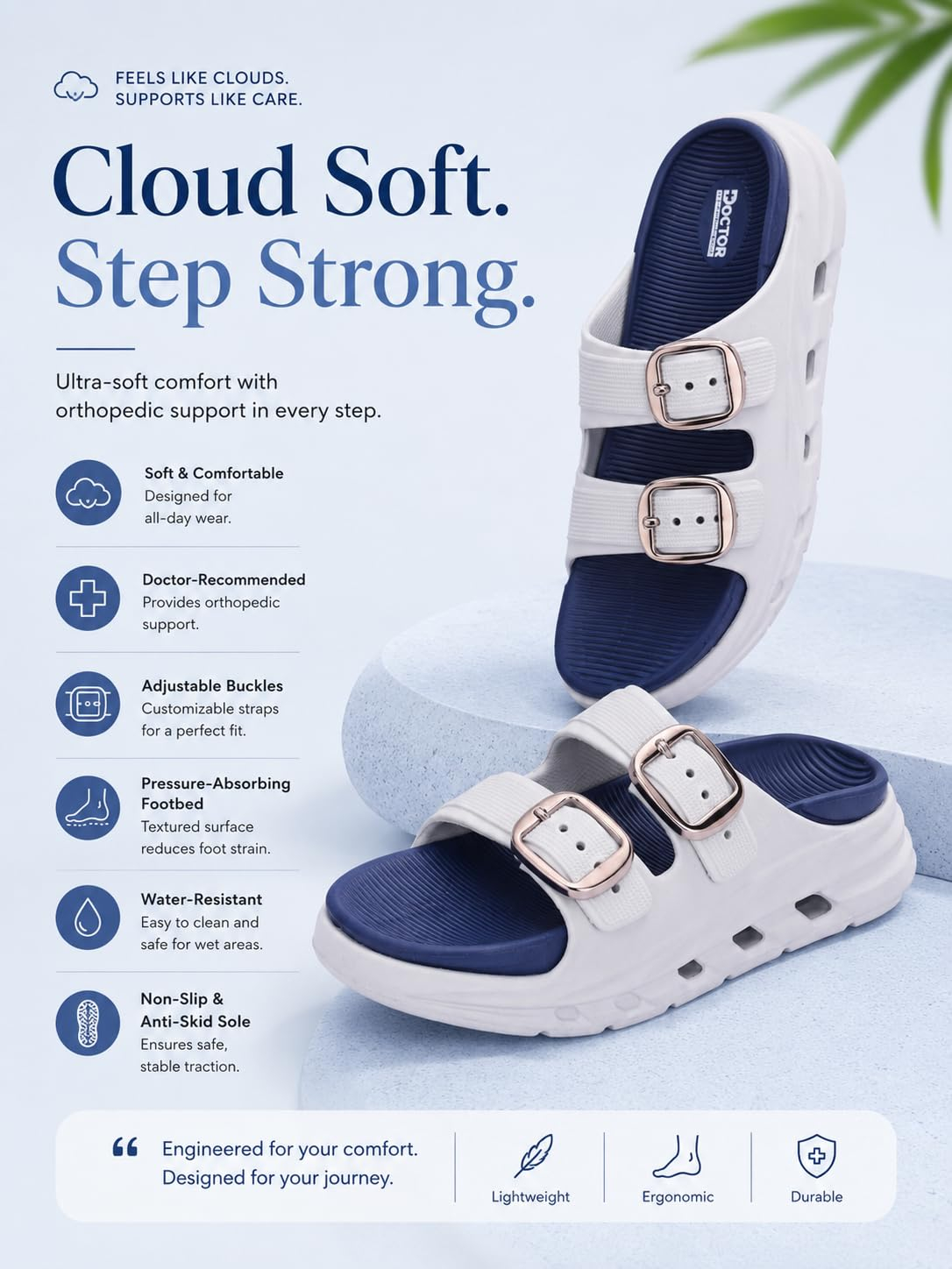 Doctor Health Super Soft Women's Double-Buckle Platform Sandals - Image 14
