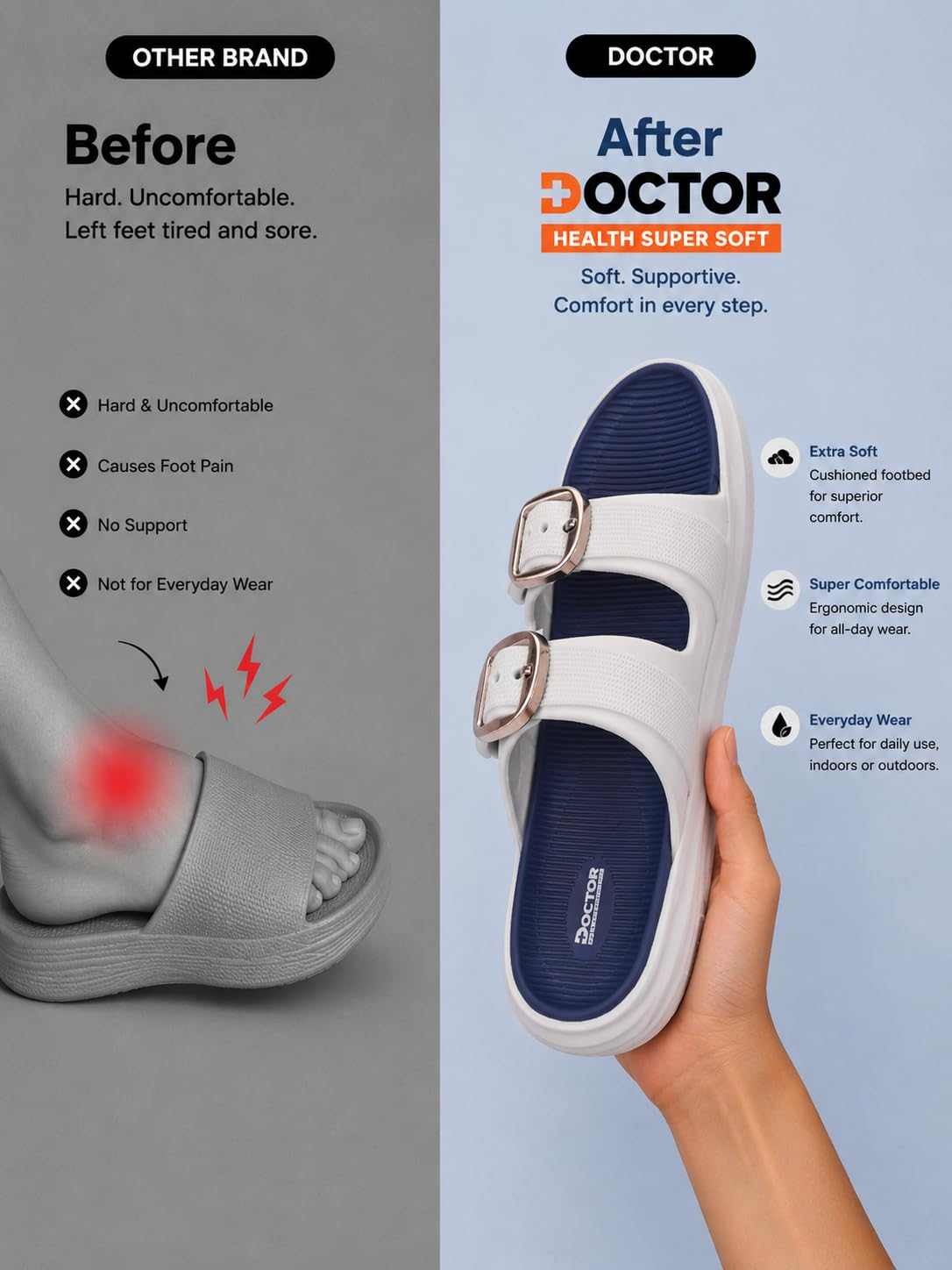 Doctor Health Super Soft Women's Double-Buckle Platform Sandals - Image 16