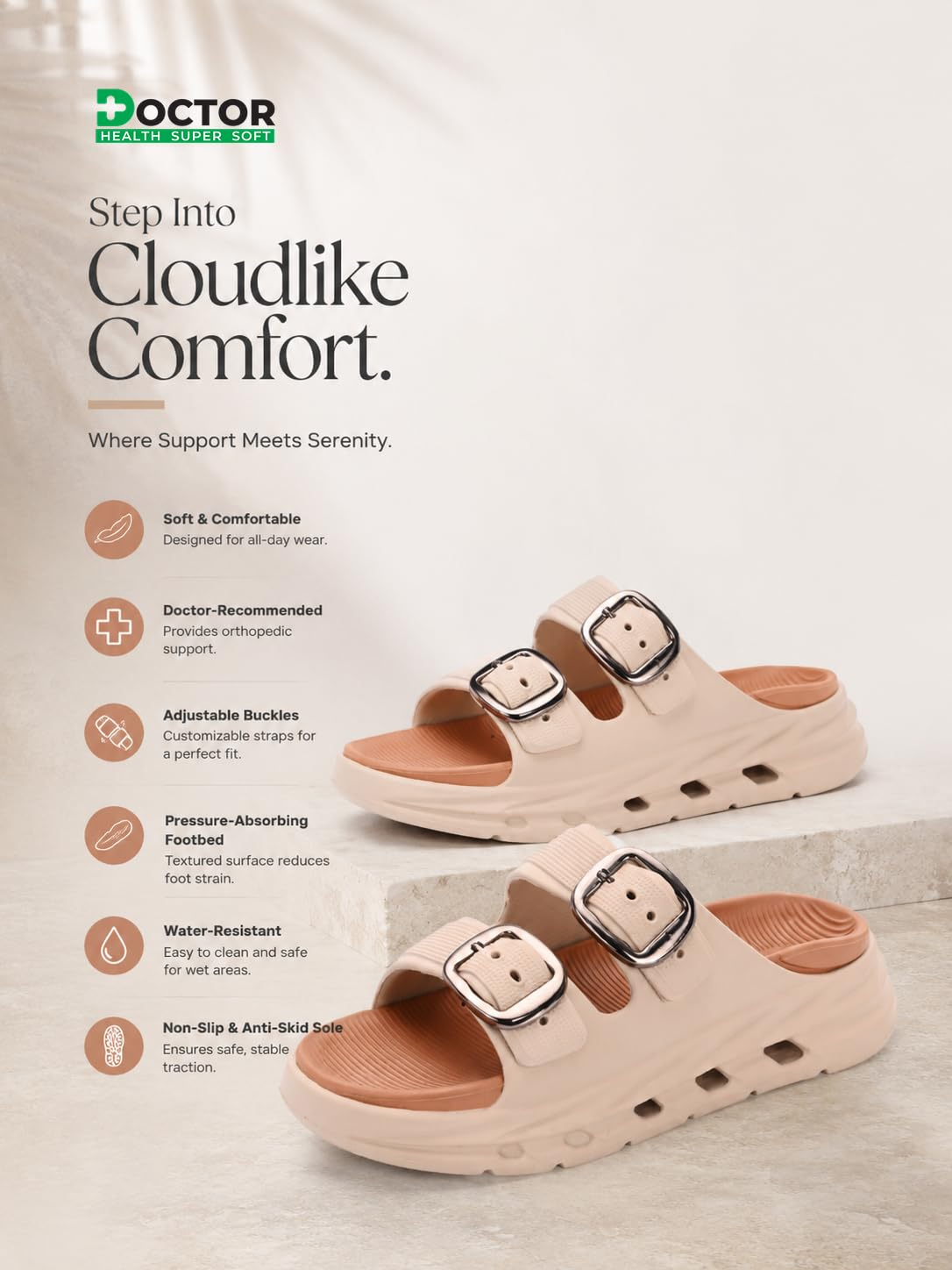 Doctor Health Super Soft Women's Double-Buckle Platform Sandals - Image 20