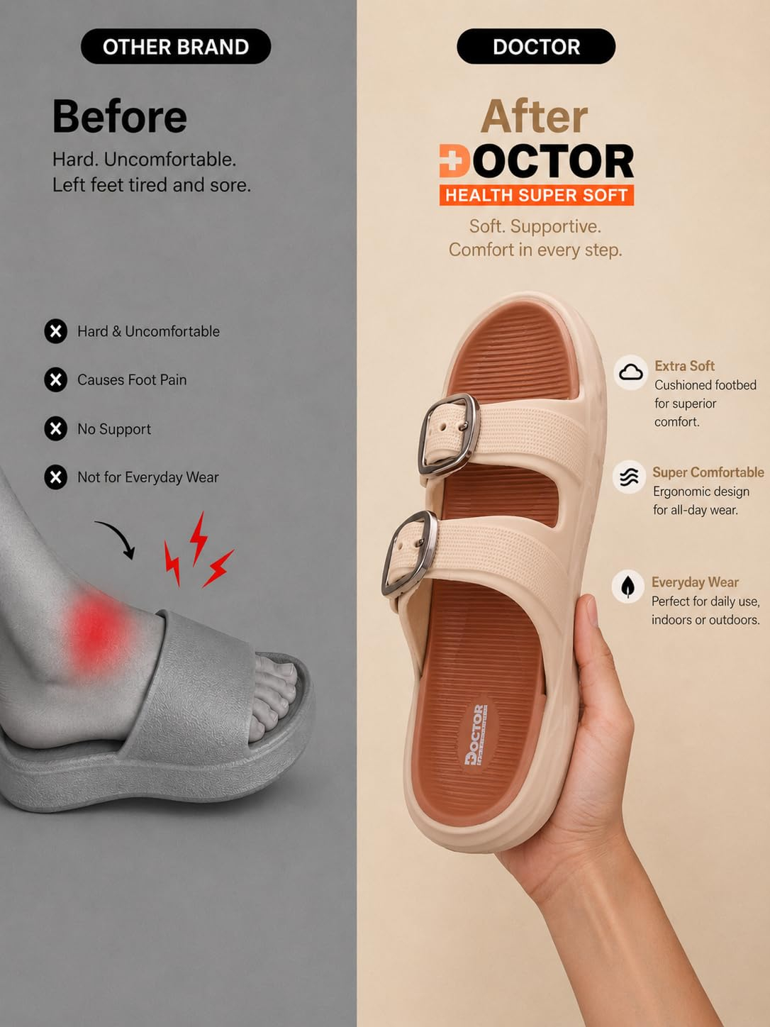 Doctor Health Super Soft Women's Double-Buckle Platform Sandals - Image 22