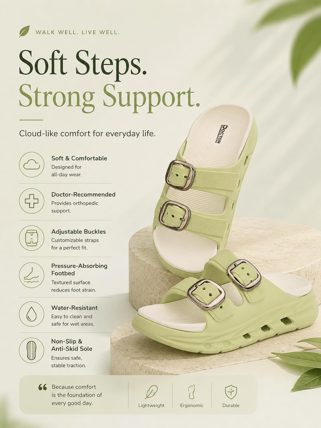 Doctor Health Super Soft Women's Double-Buckle Platform Sandals - Image 29