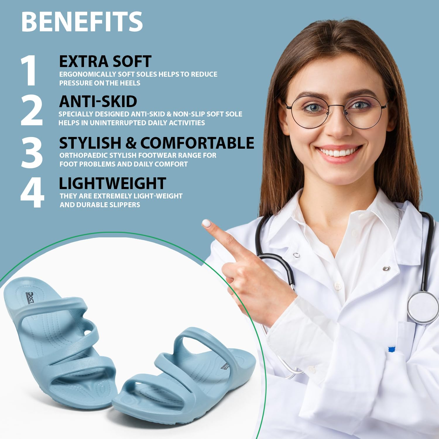 Doctor Health Super Soft Women's Cushioned Comfort Slides - Image 34