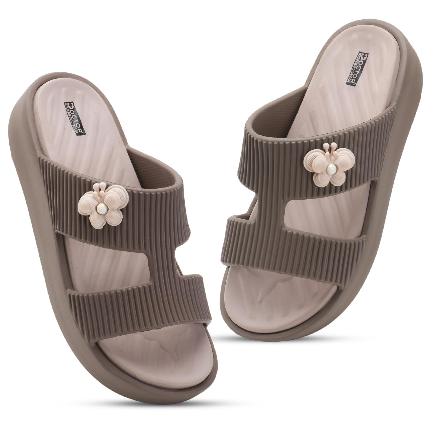Doctor Health Super Soft Women's Floral-Charm EVA Platform Slides