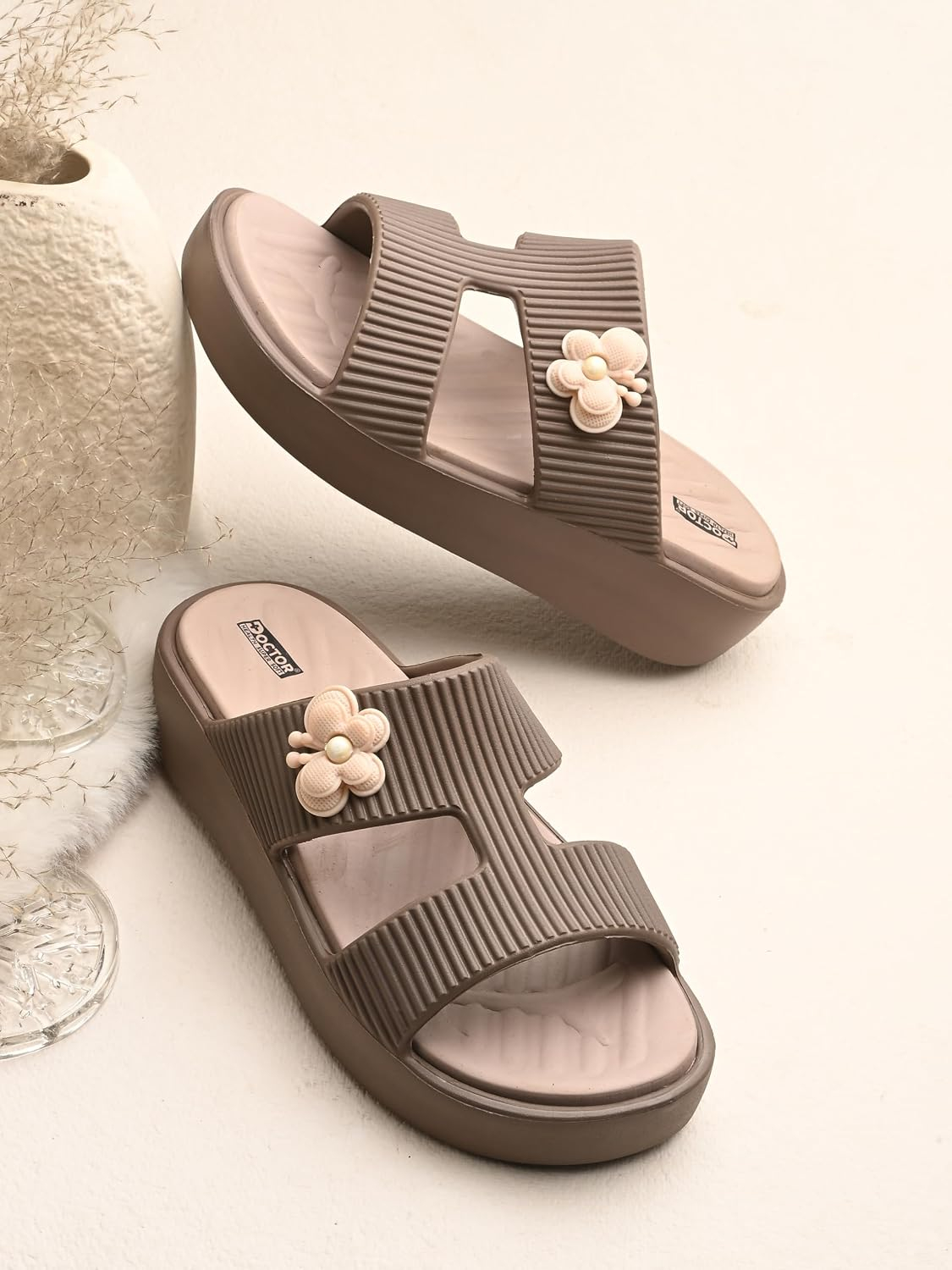 Doctor Health Super Soft Women's Floral-Charm EVA Platform Slides - Image 3
