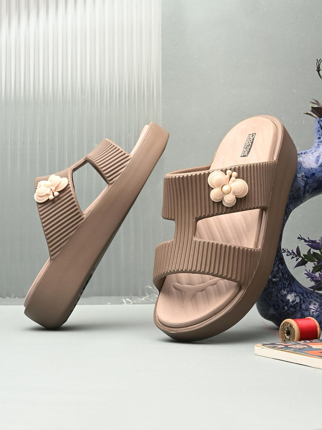 Doctor Health Super Soft Women's Floral-Charm EVA Platform Slides - Image 5