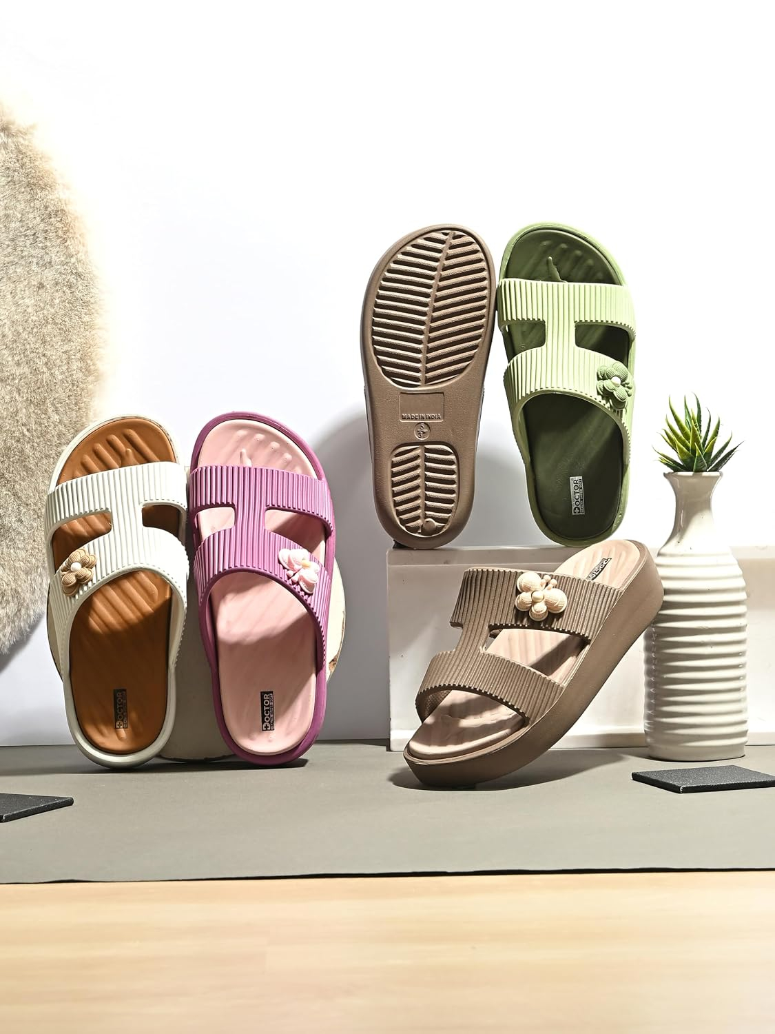 Doctor Health Super Soft Women's Floral-Charm EVA Platform Slides - Image 6
