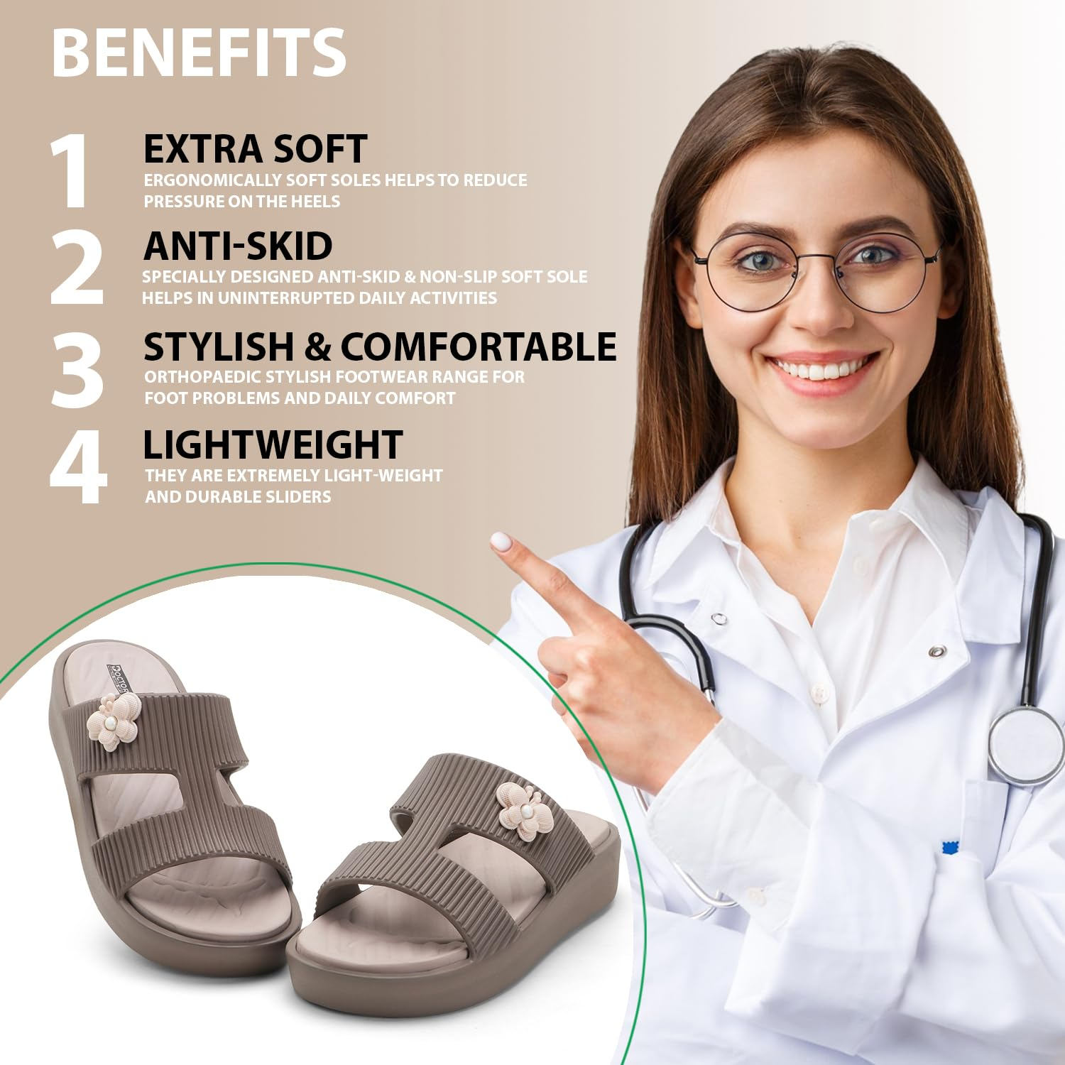 Doctor Health Super Soft Women's Floral-Charm EVA Platform Slides - Image 8
