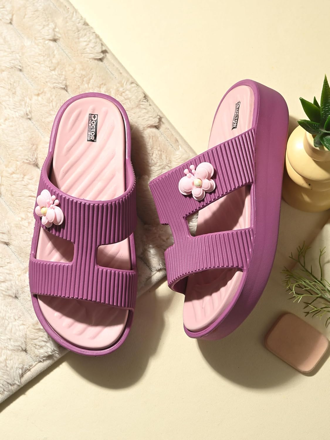 Doctor Health Super Soft Women's Floral-Charm EVA Platform Slides - Image 13