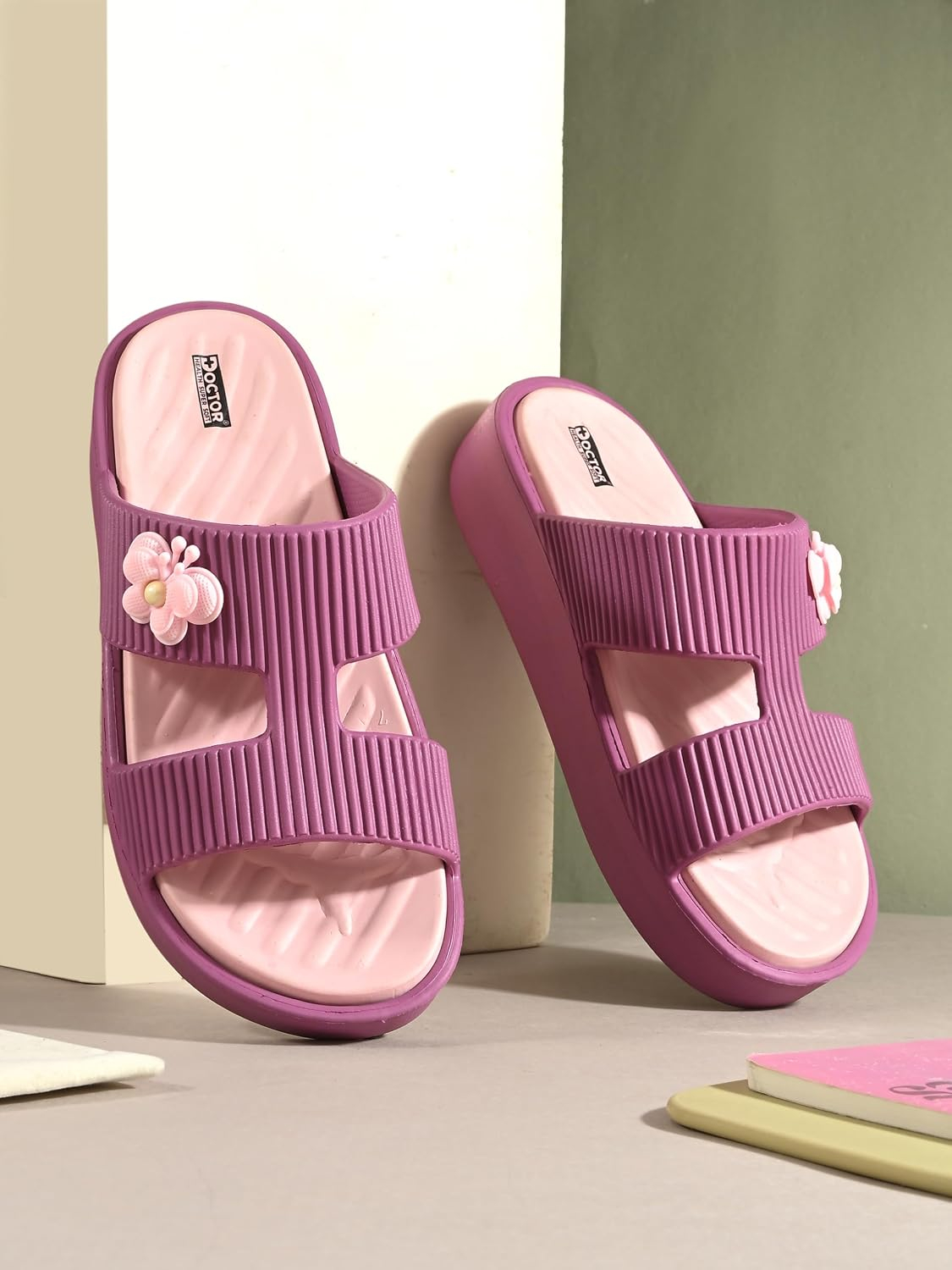 Doctor Health Super Soft Women's Floral-Charm EVA Platform Slides - Image 14