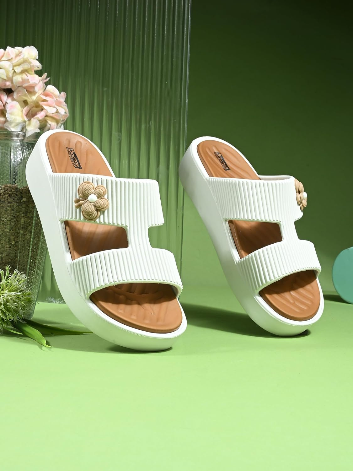 Doctor Health Super Soft Women's Floral-Charm EVA Platform Slides - Image 22