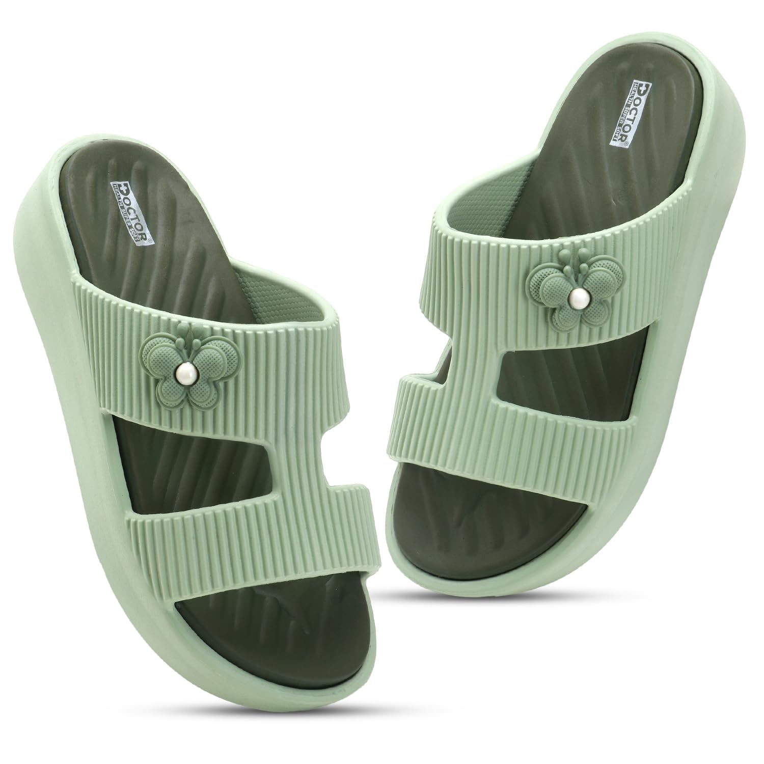 Doctor Health Super Soft Women's Floral-Charm EVA Platform Slides - Image 26