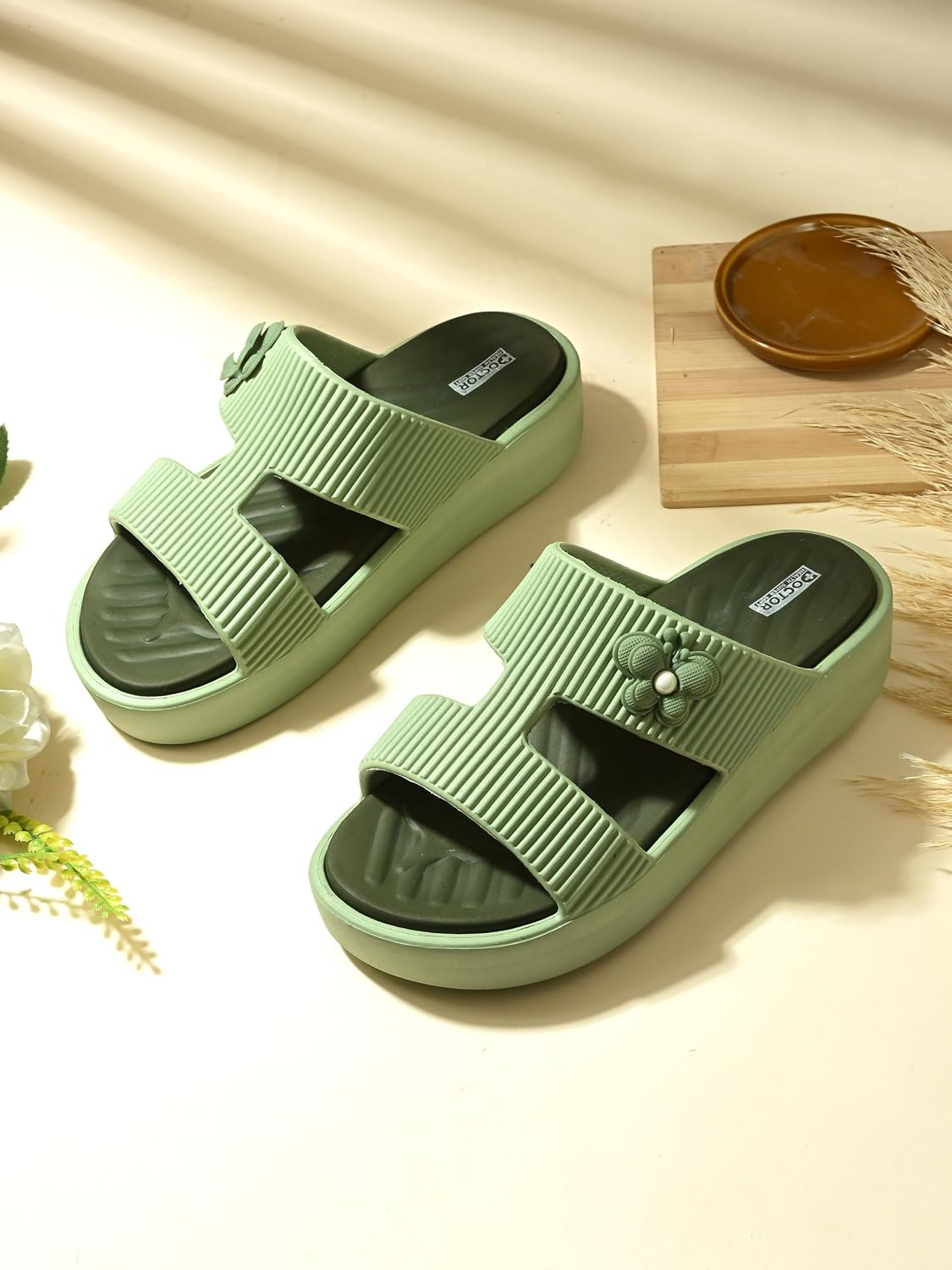 Doctor Health Super Soft Women's Floral-Charm EVA Platform Slides - Image 28