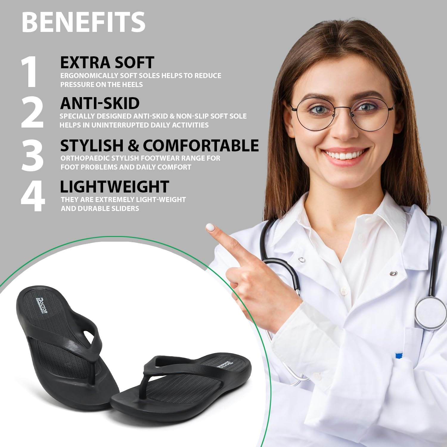 Doctor Health Super Soft Women's Soft-Footbed Flip-Flops - Image 5
