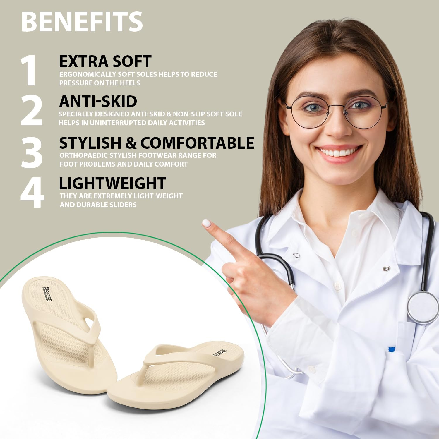 Doctor Health Super Soft Women's Soft-Footbed Flip-Flops - Image 14