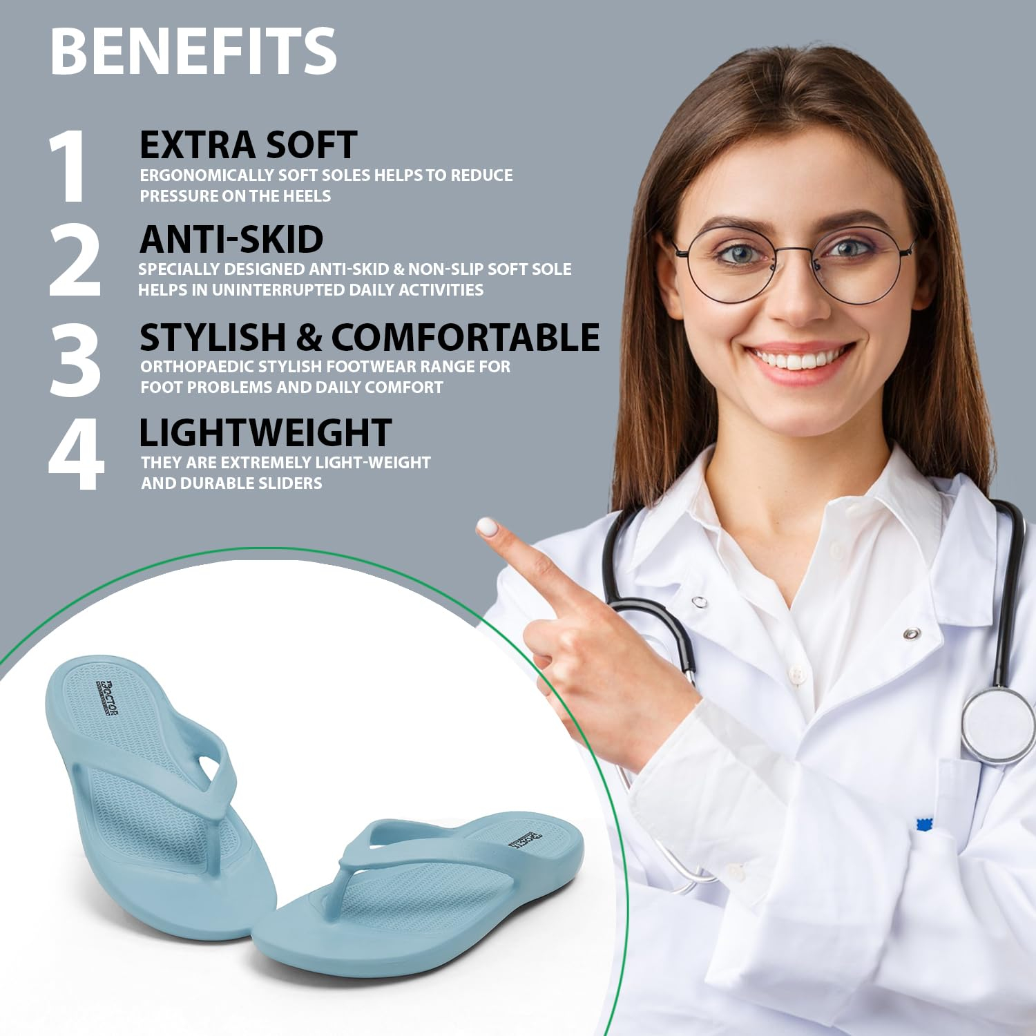 Doctor Health Super Soft Women's Soft-Footbed Flip-Flops - Image 41