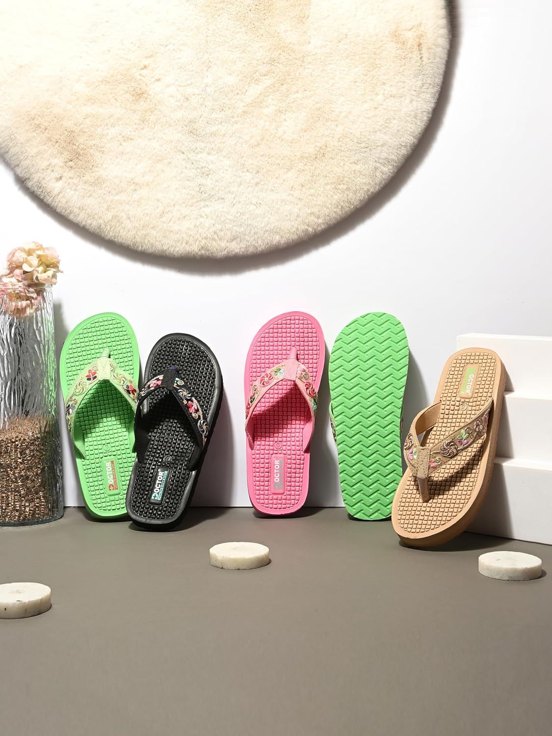 Doctor Health Super Soft Women's Embroidered Toe-Ring Sandals - Image 6