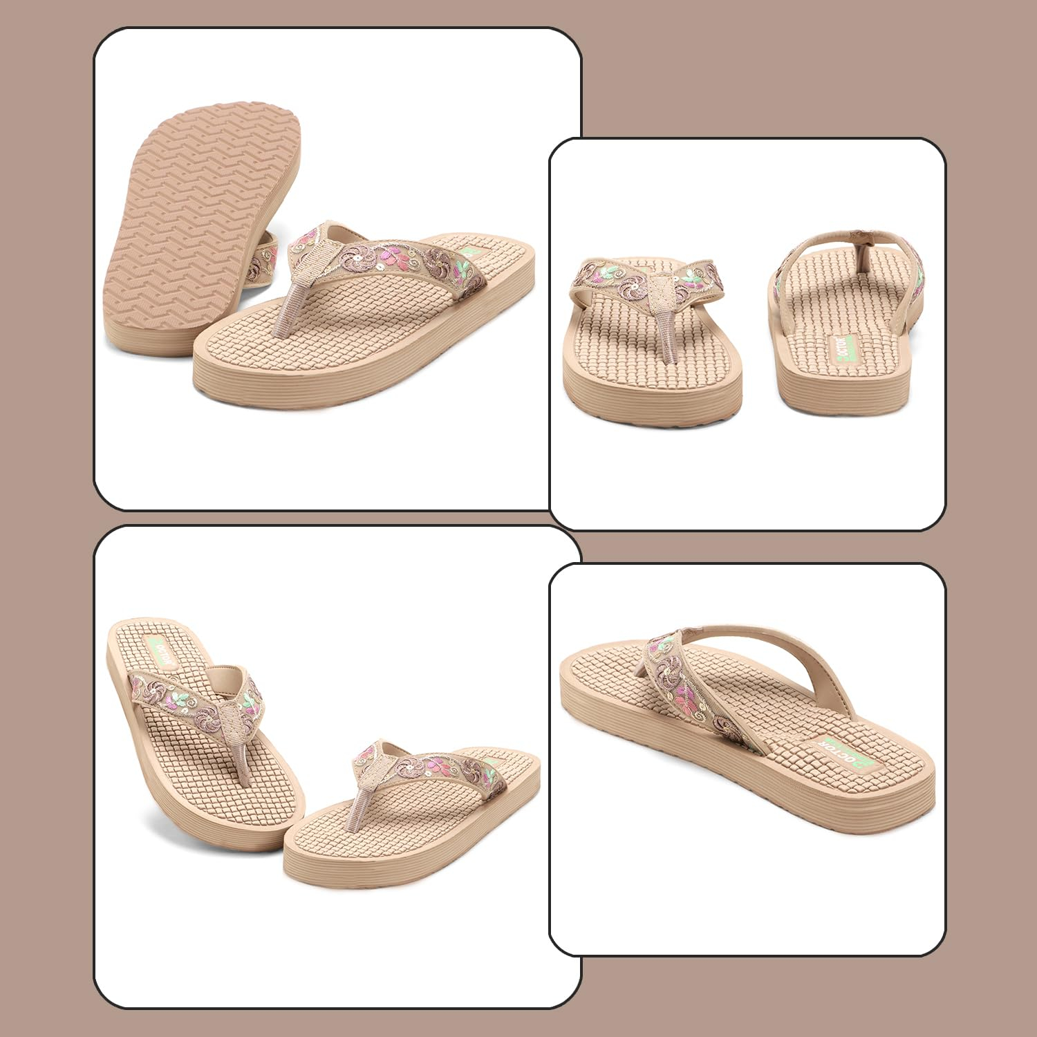 Doctor Health Super Soft Women's Embroidered Toe-Ring Sandals - Image 7