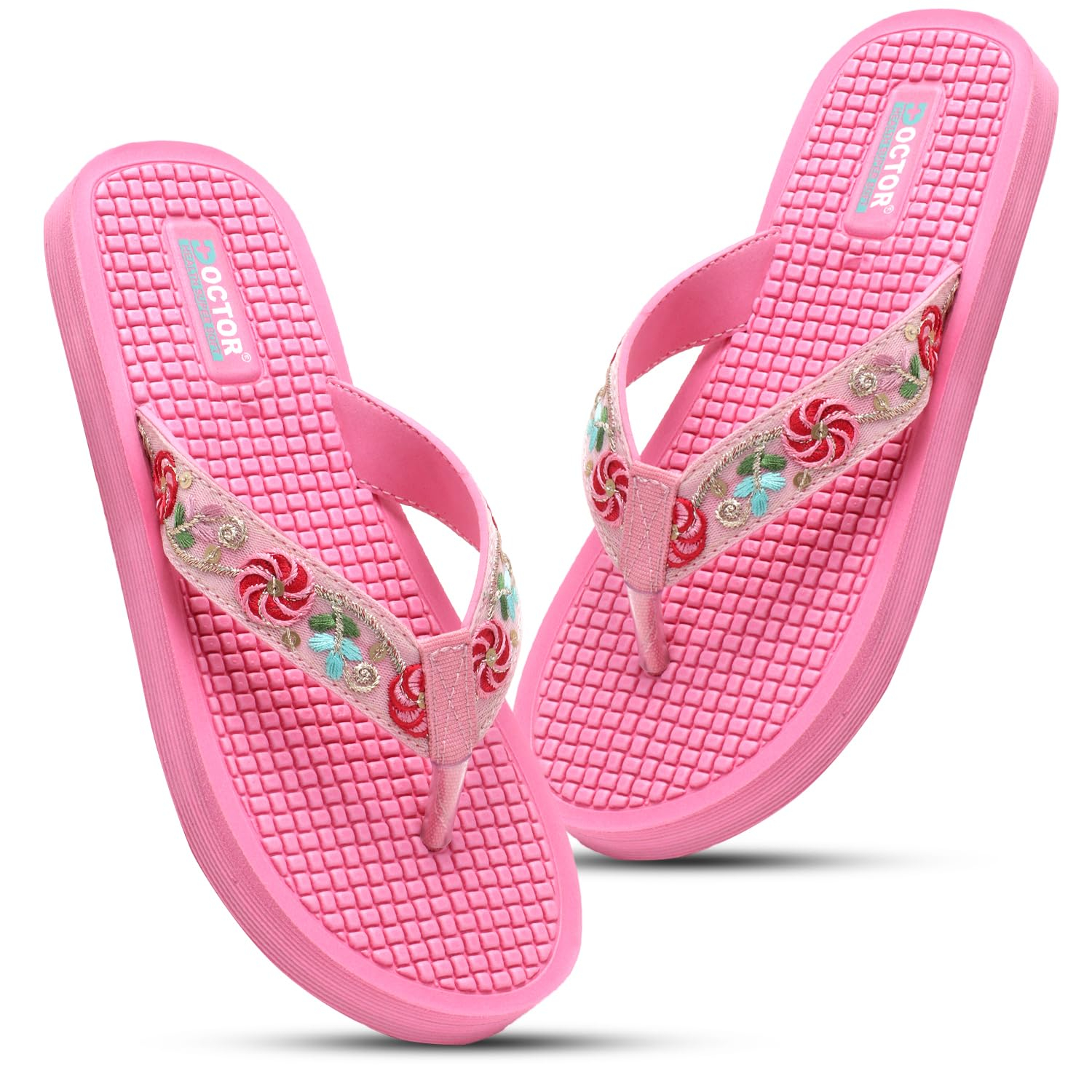 Doctor Health Super Soft Women's Embroidered Toe-Ring Sandals - Image 10