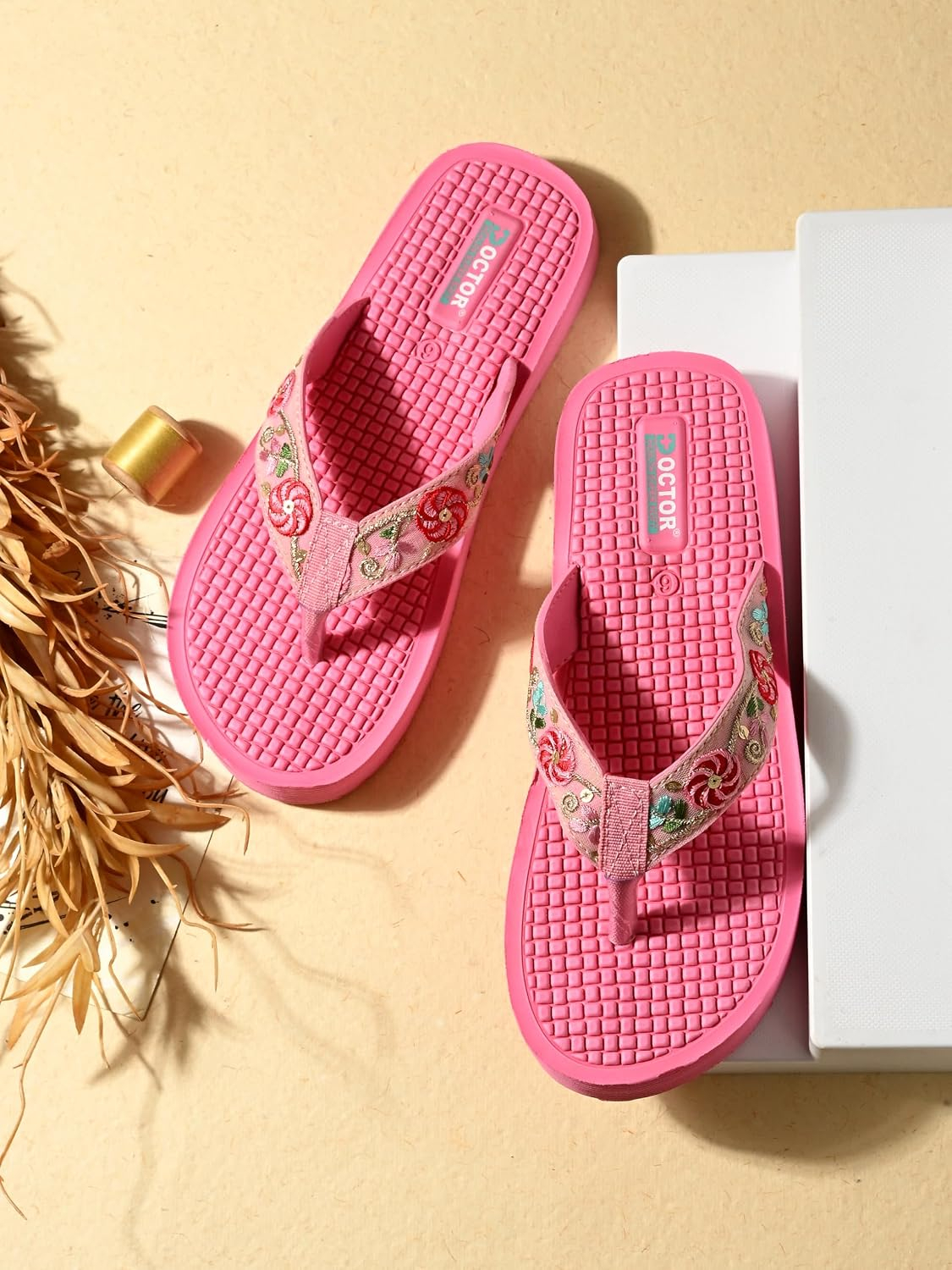 Doctor Health Super Soft Women's Embroidered Toe-Ring Sandals - Image 11