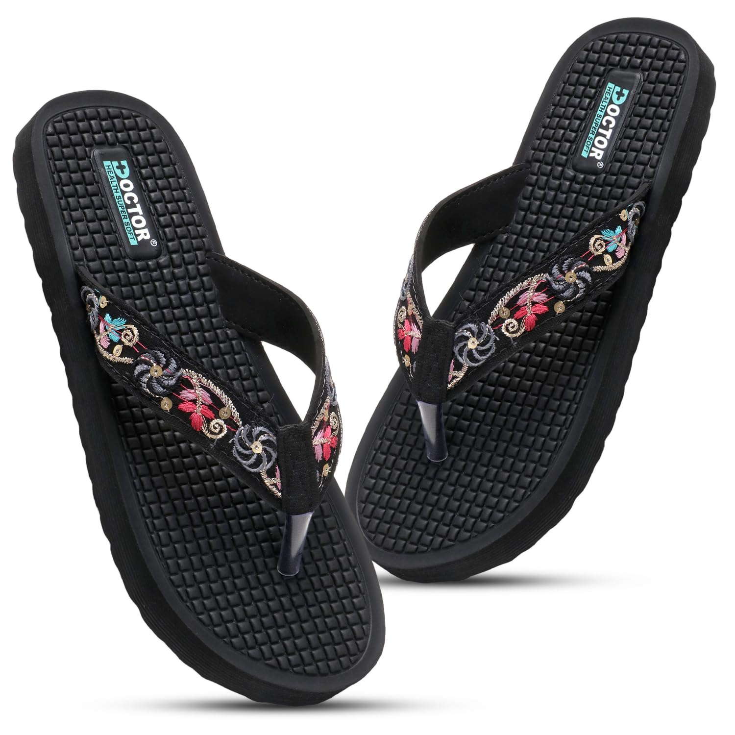 Doctor Health Super Soft Women's Embroidered Toe-Ring Sandals - Image 18