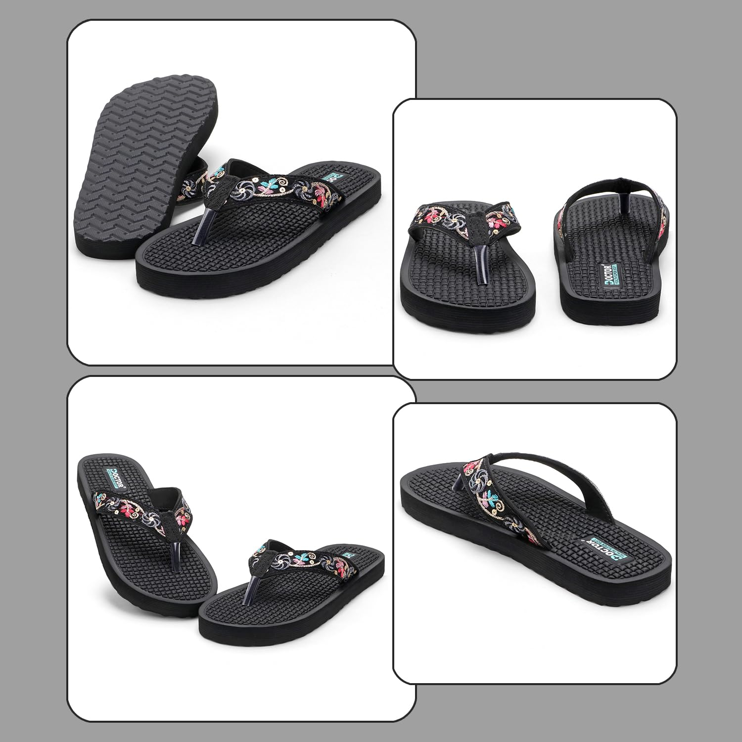 Doctor Health Super Soft Women's Embroidered Toe-Ring Sandals - Image 23