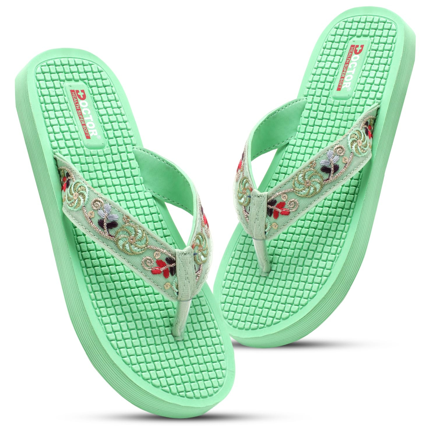 Doctor Health Super Soft Women's Embroidered Toe-Ring Sandals - Image 26