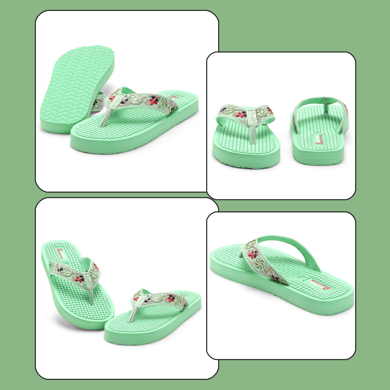 Doctor Health Super Soft Women's Embroidered Toe-Ring Sandals - Image 31