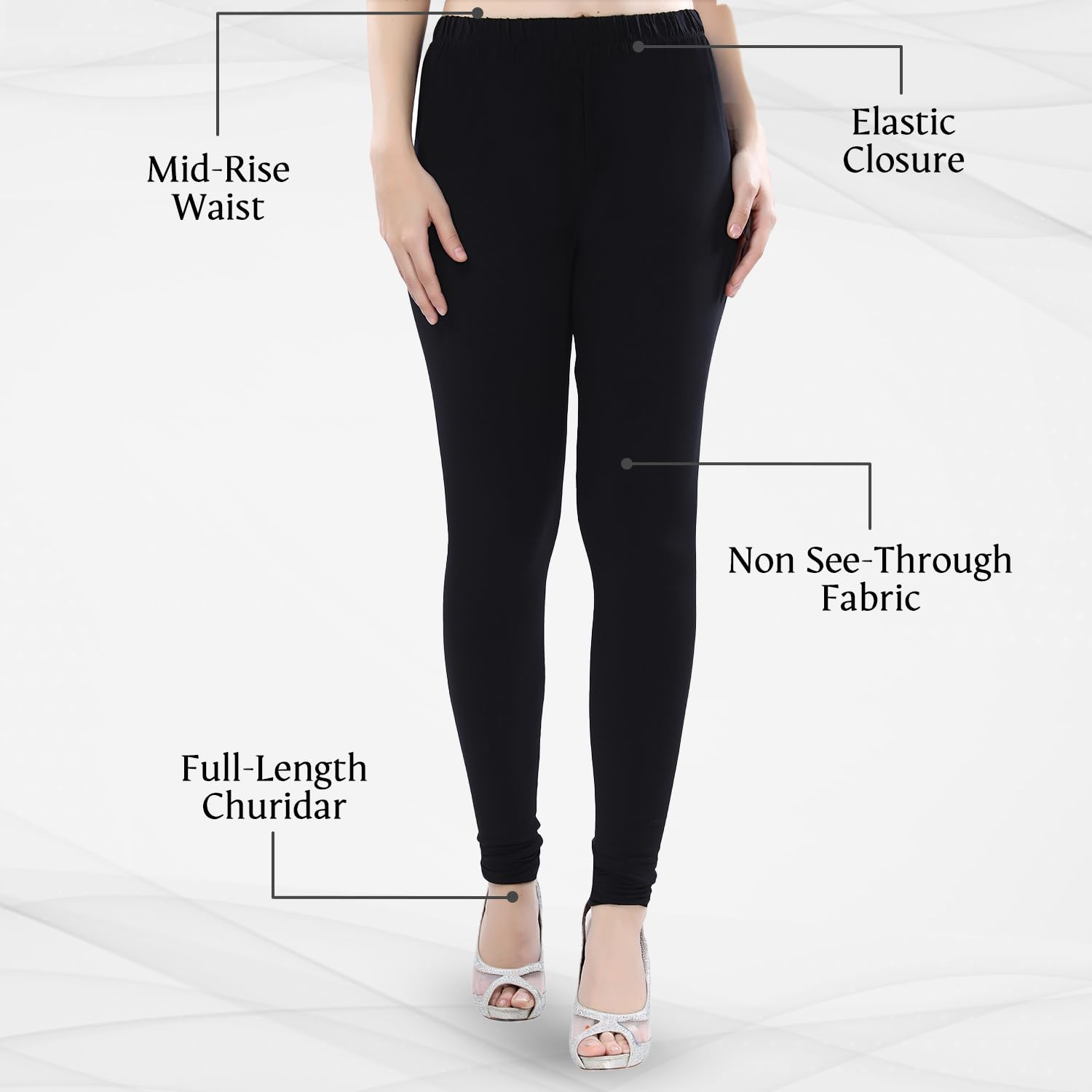 TRASA Women's Four-Way Stretch Cotton Churidar Leggings - Image 3