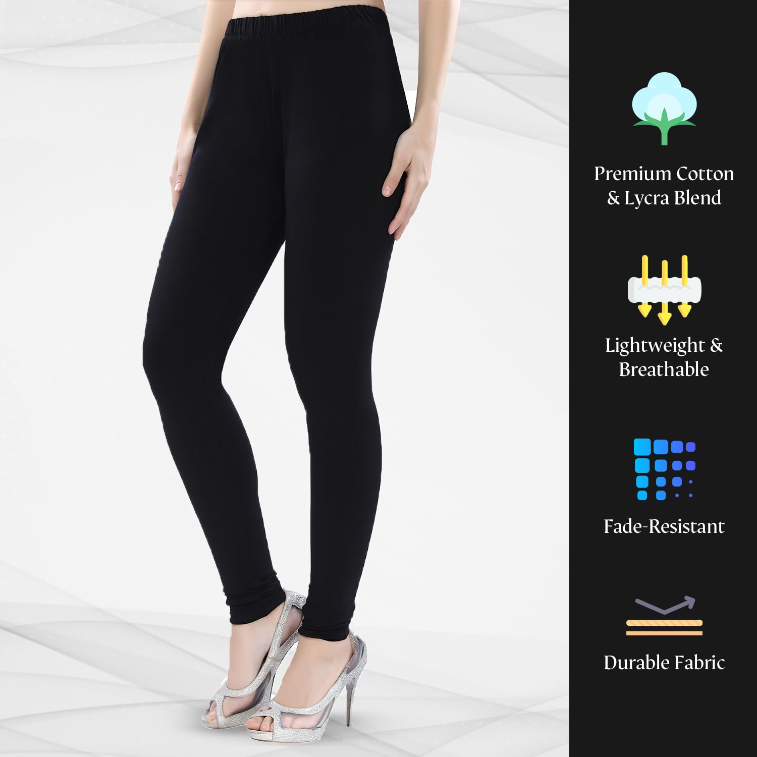 TRASA Women's Four-Way Stretch Cotton Churidar Leggings - Image 4
