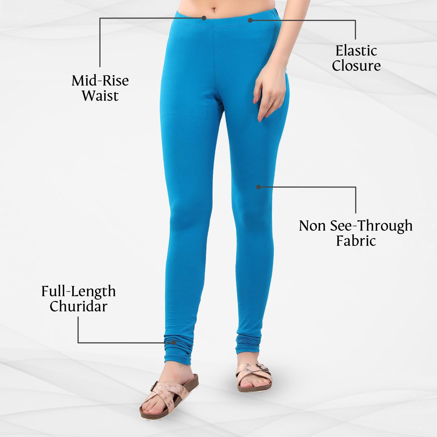 TRASA Women's Four-Way Stretch Cotton Churidar Leggings - Image 11