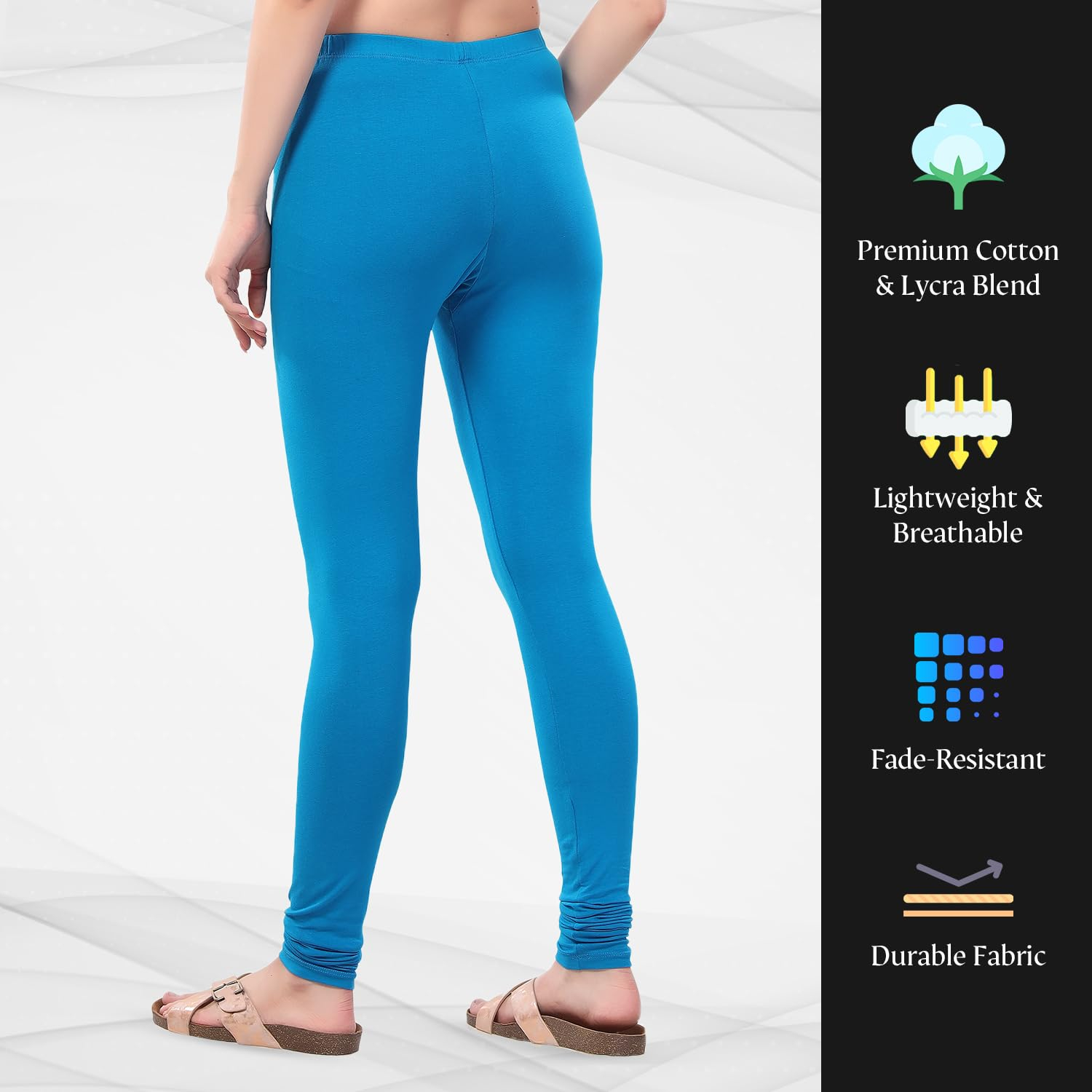 TRASA Women's Four-Way Stretch Cotton Churidar Leggings - Image 12