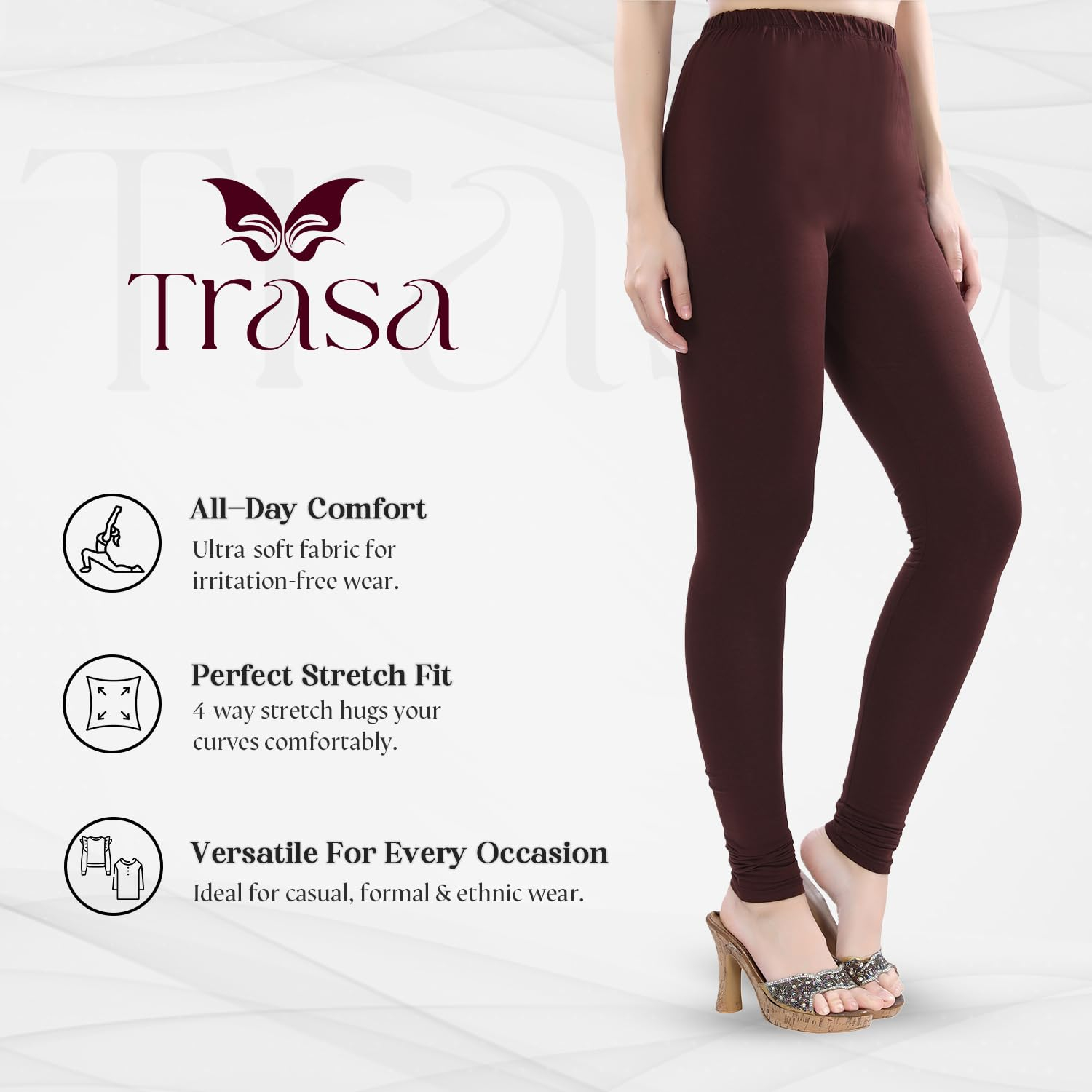 TRASA Women's Four-Way Stretch Cotton Churidar Leggings - Image 18
