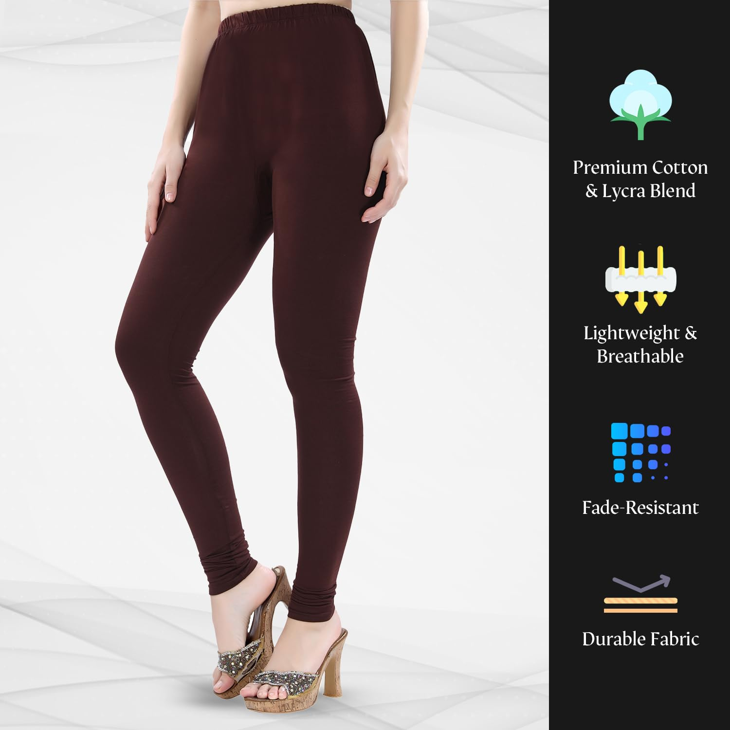 TRASA Women's Four-Way Stretch Cotton Churidar Leggings - Image 20