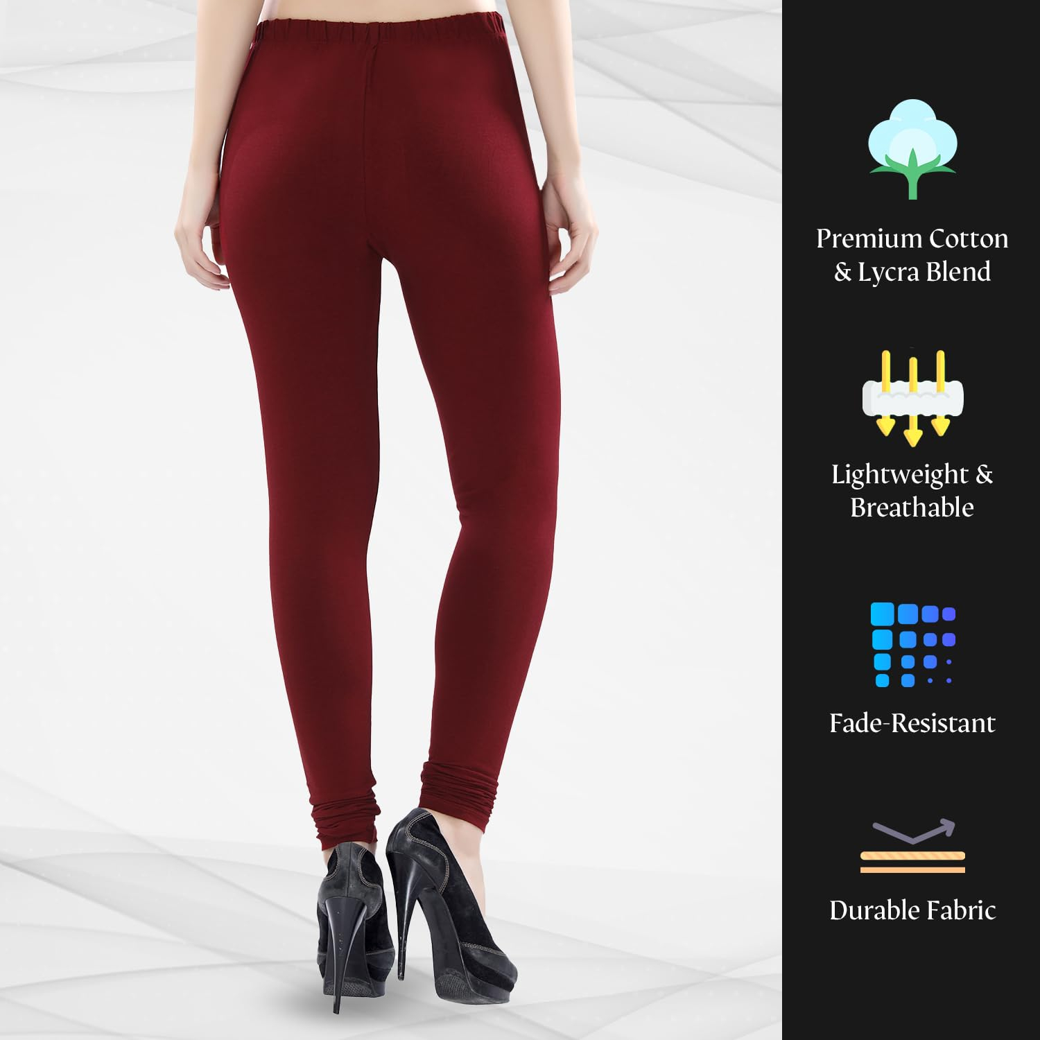 TRASA Women's Four-Way Stretch Cotton Churidar Leggings - Image 27