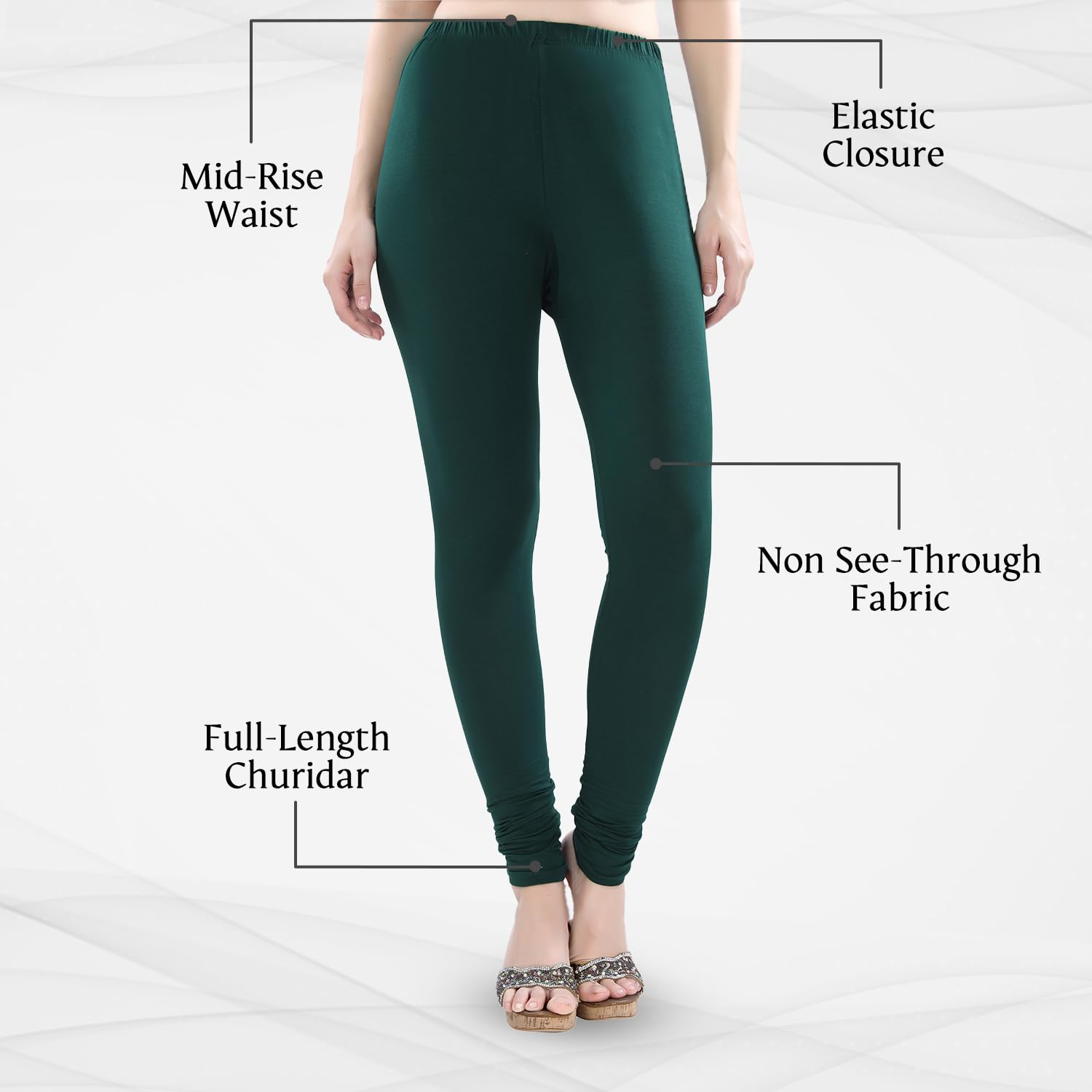 TRASA Women's Four-Way Stretch Cotton Churidar Leggings - Image 34