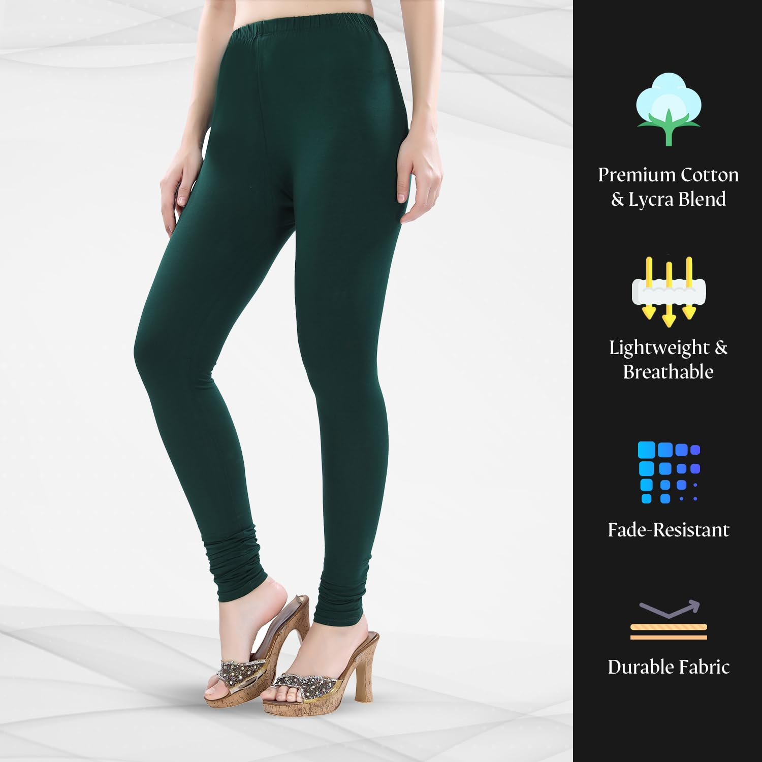 TRASA Women's Four-Way Stretch Cotton Churidar Leggings - Image 35