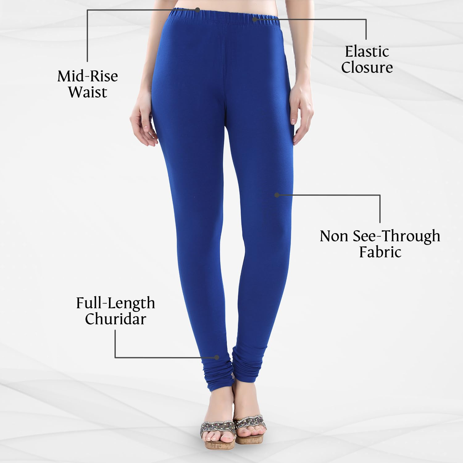 TRASA Women's Four-Way Stretch Cotton Churidar Leggings - Image 42
