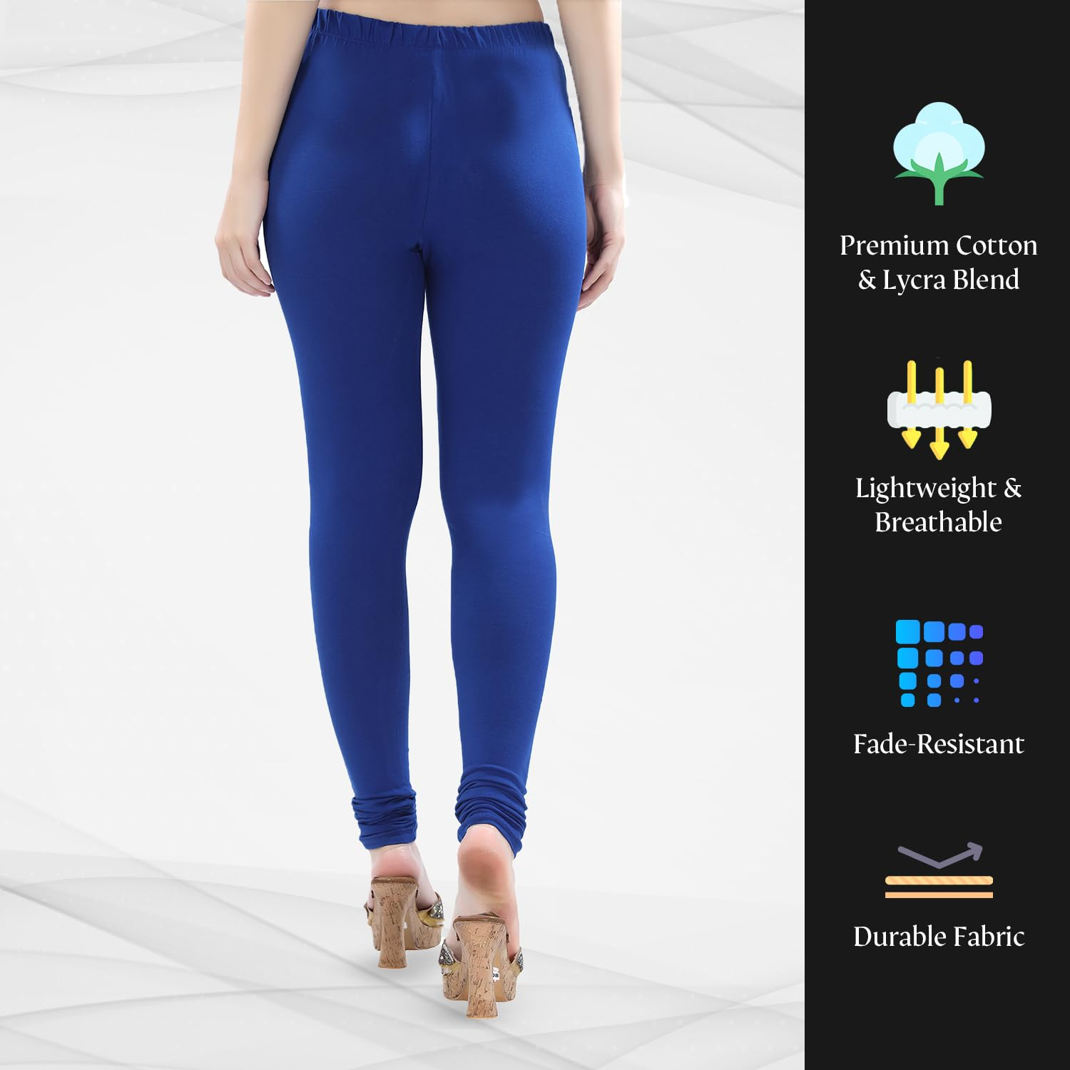 TRASA Women's Four-Way Stretch Cotton Churidar Leggings - Image 43