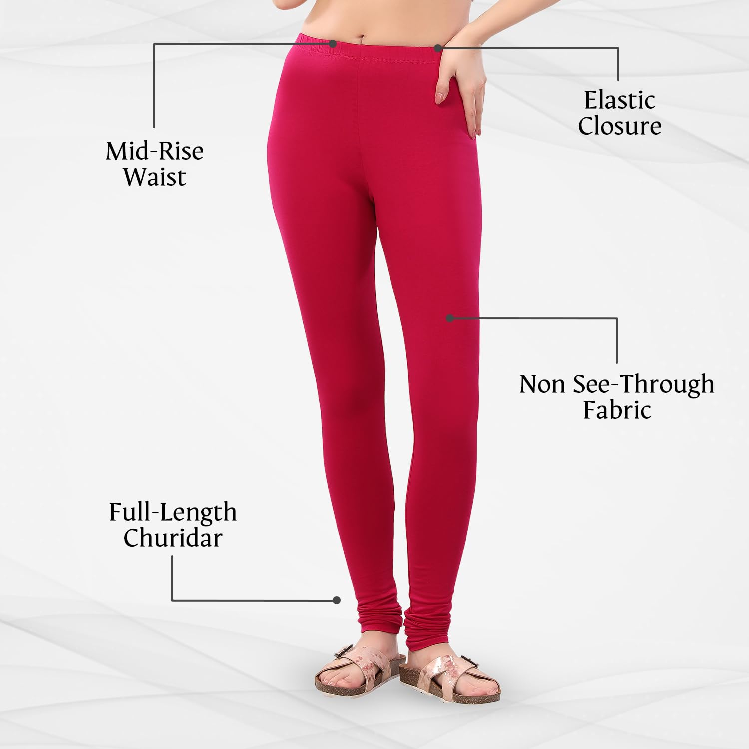 TRASA Women's Four-Way Stretch Cotton Churidar Leggings - Image 50