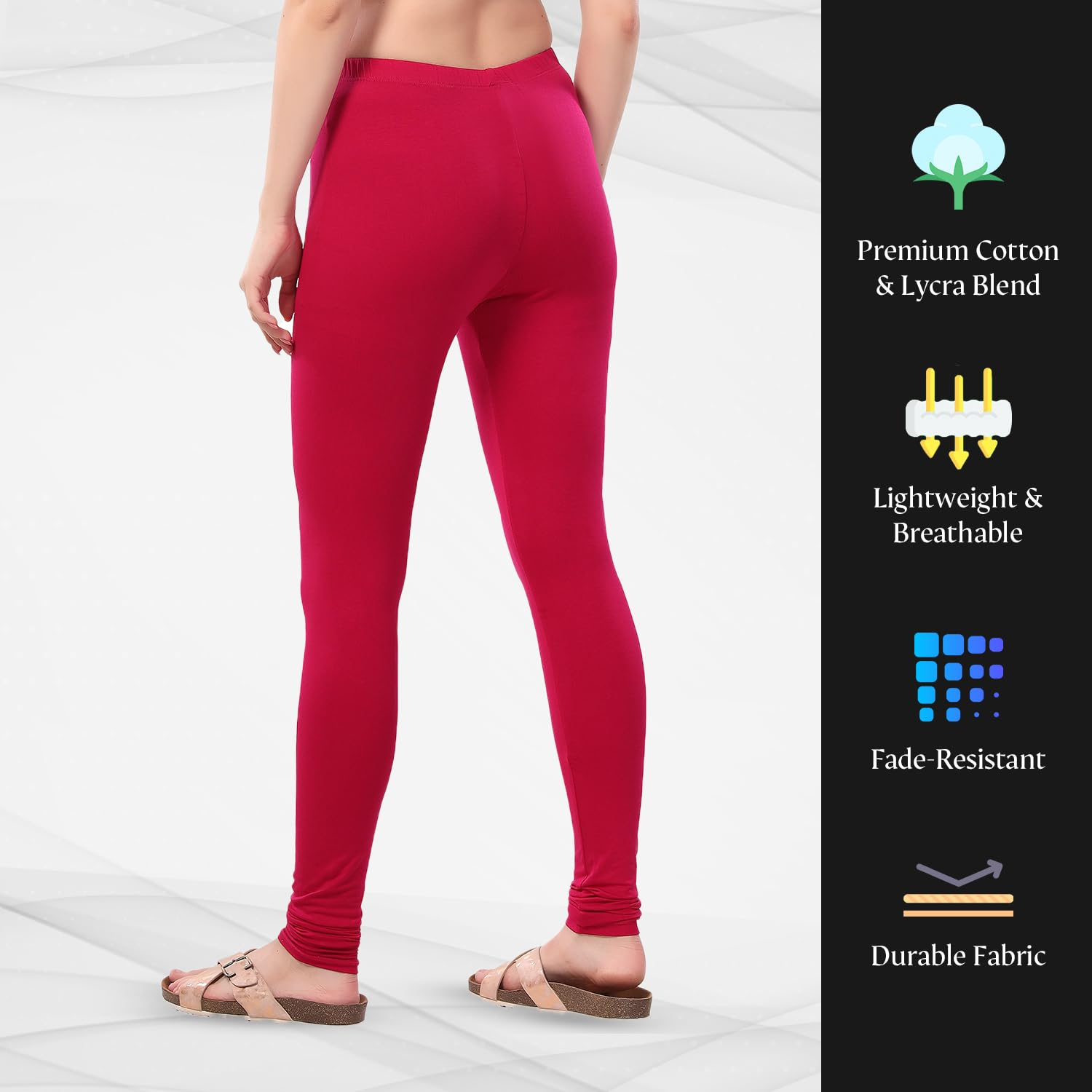 TRASA Women's Four-Way Stretch Cotton Churidar Leggings - Image 51