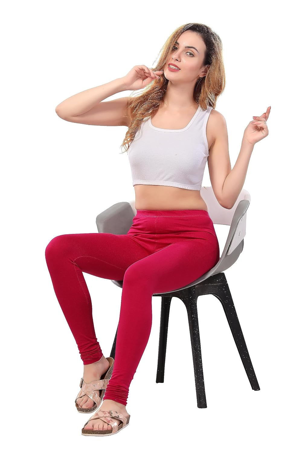 TRASA Women's Four-Way Stretch Cotton Churidar Leggings - Image 56