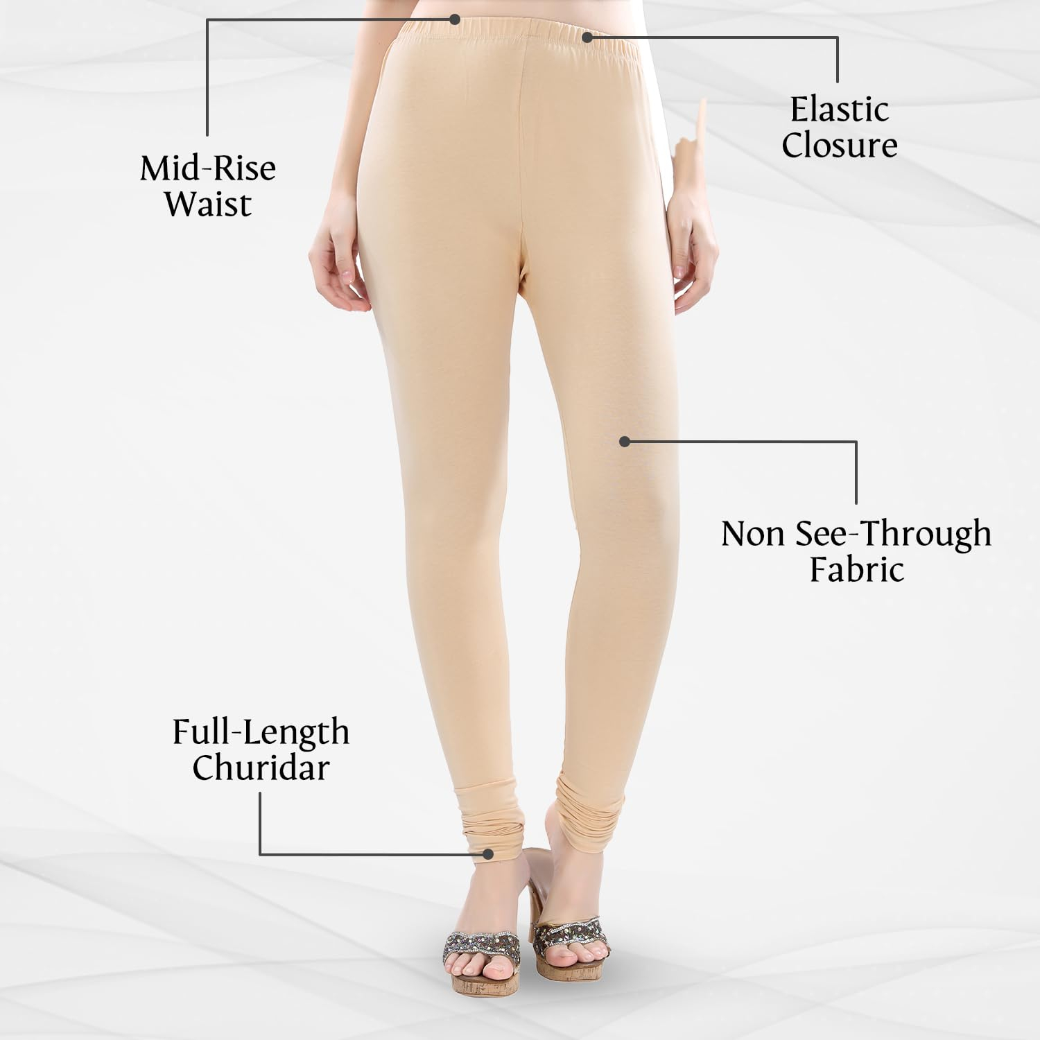 TRASA Women's Four-Way Stretch Cotton Churidar Leggings - Image 59