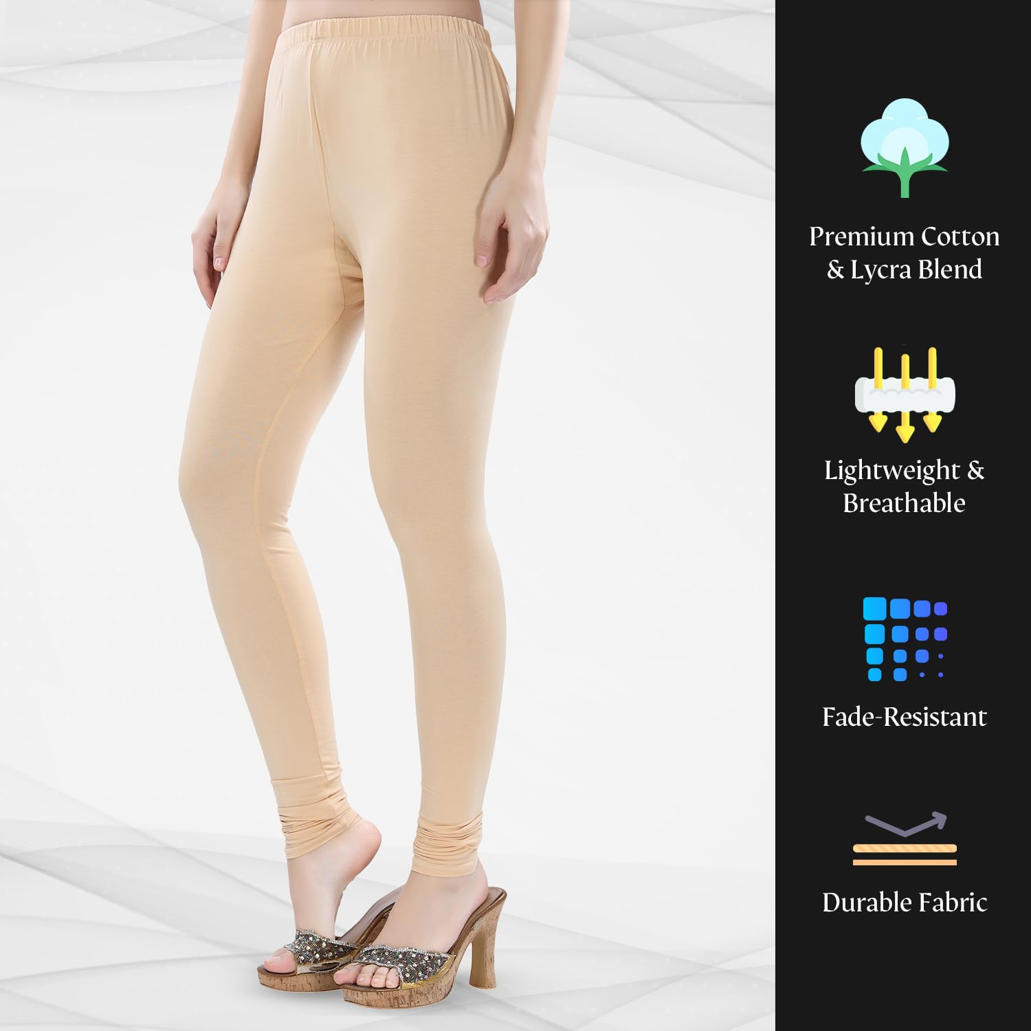 TRASA Women's Four-Way Stretch Cotton Churidar Leggings - Image 60