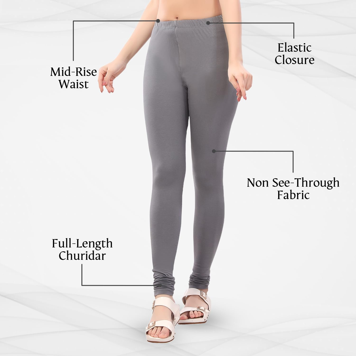 TRASA Women's Four-Way Stretch Cotton Churidar Leggings - Image 67