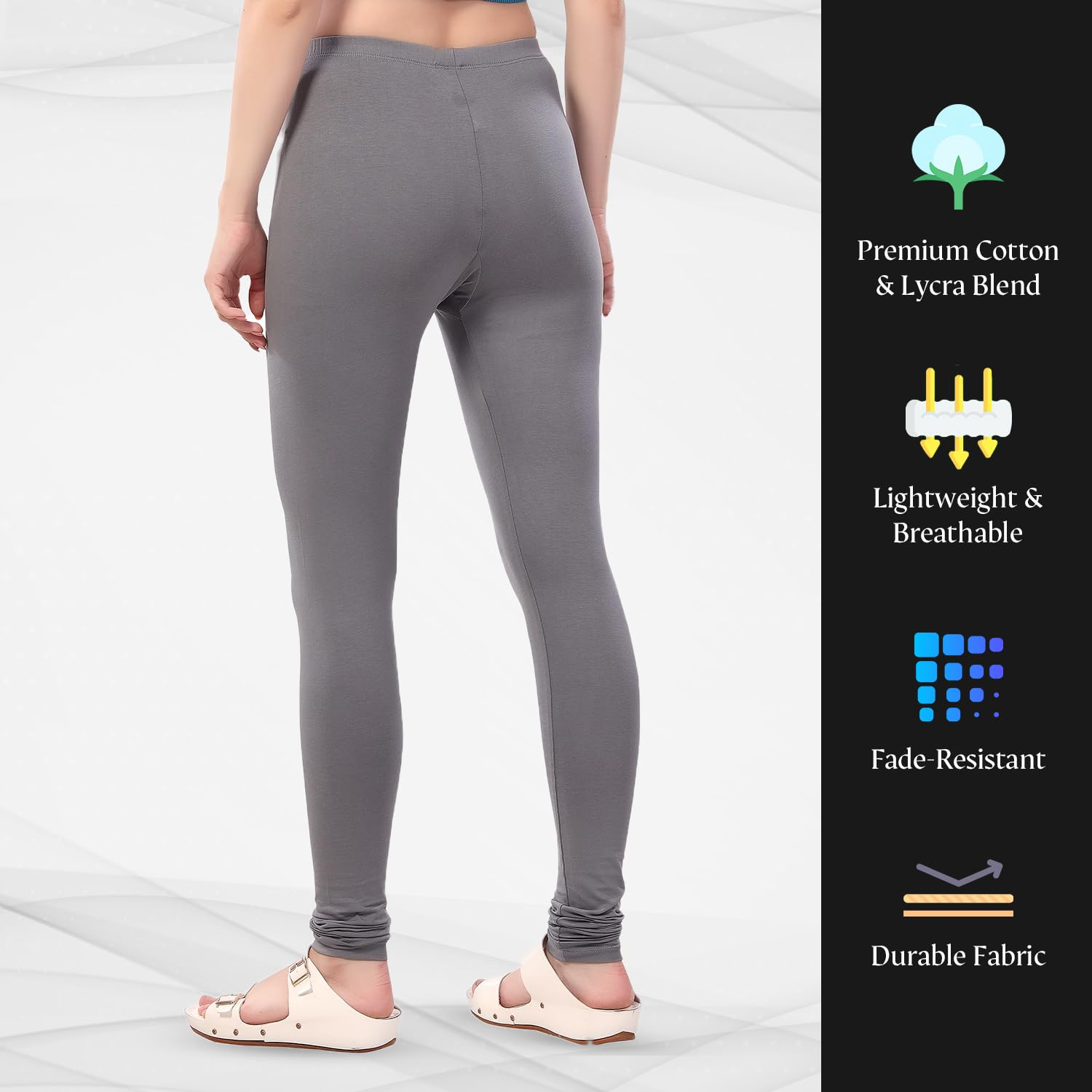 TRASA Women's Four-Way Stretch Cotton Churidar Leggings - Image 68